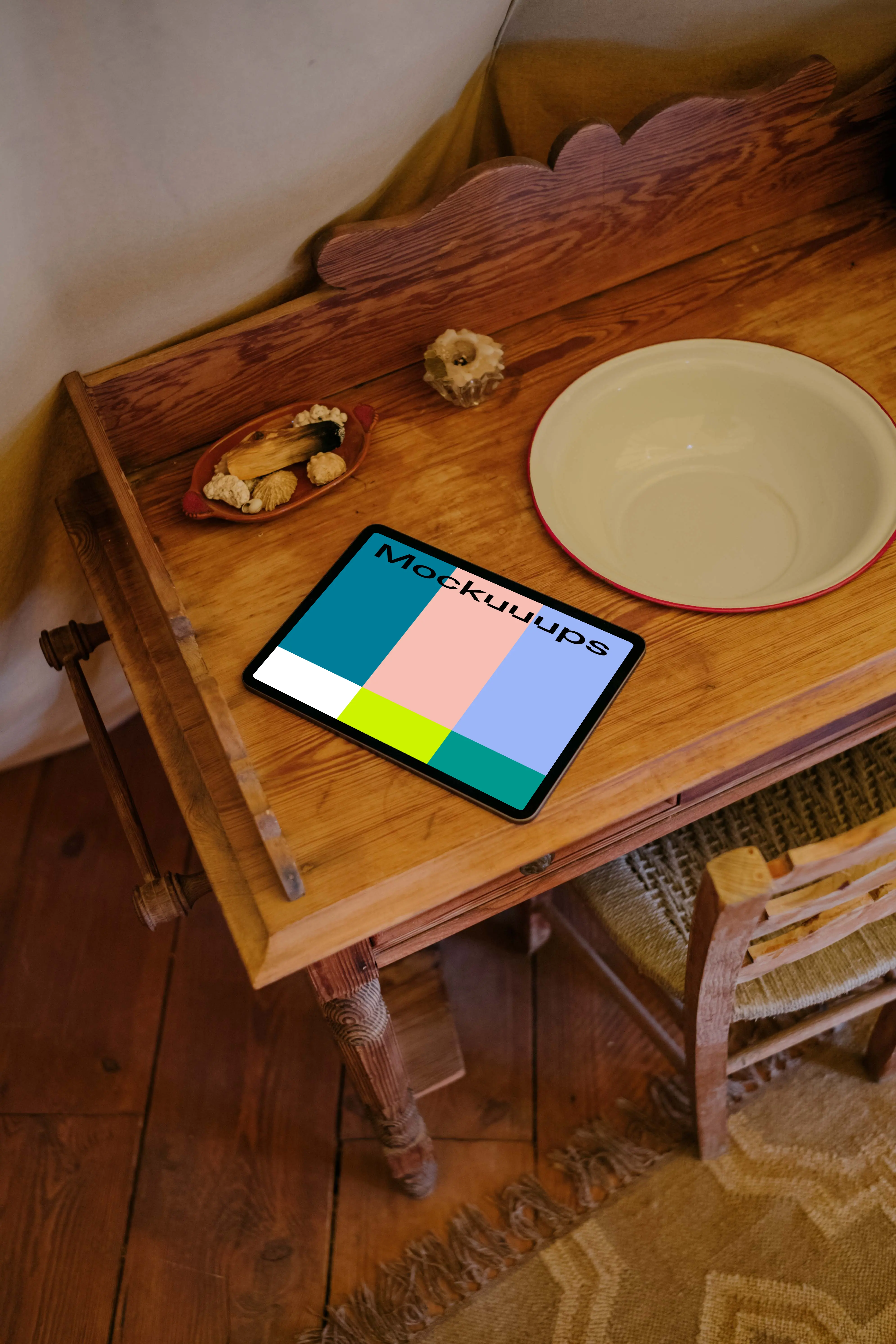 iPad Air mockup on a dining table