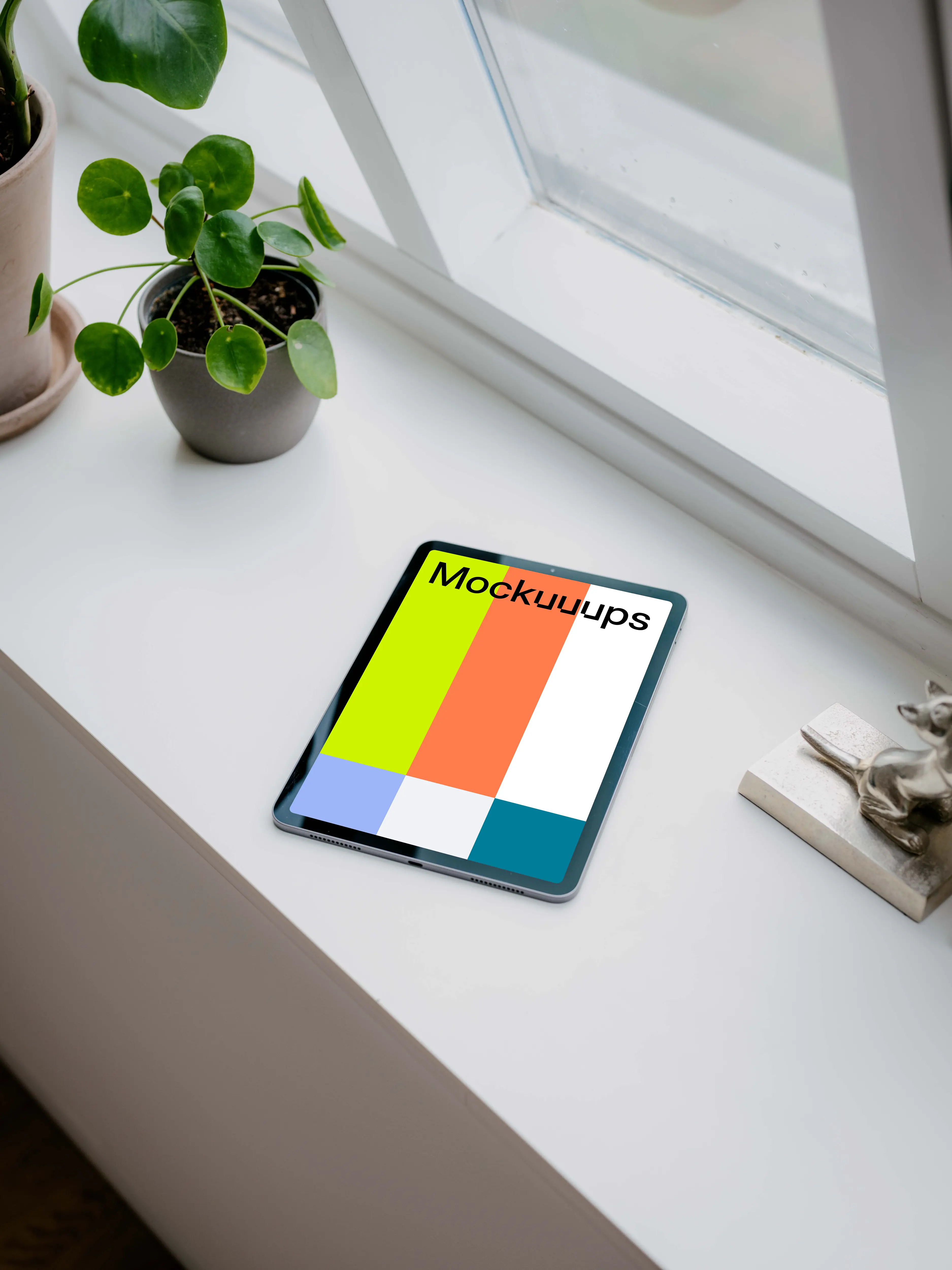 iPad Air mockup on a white slab