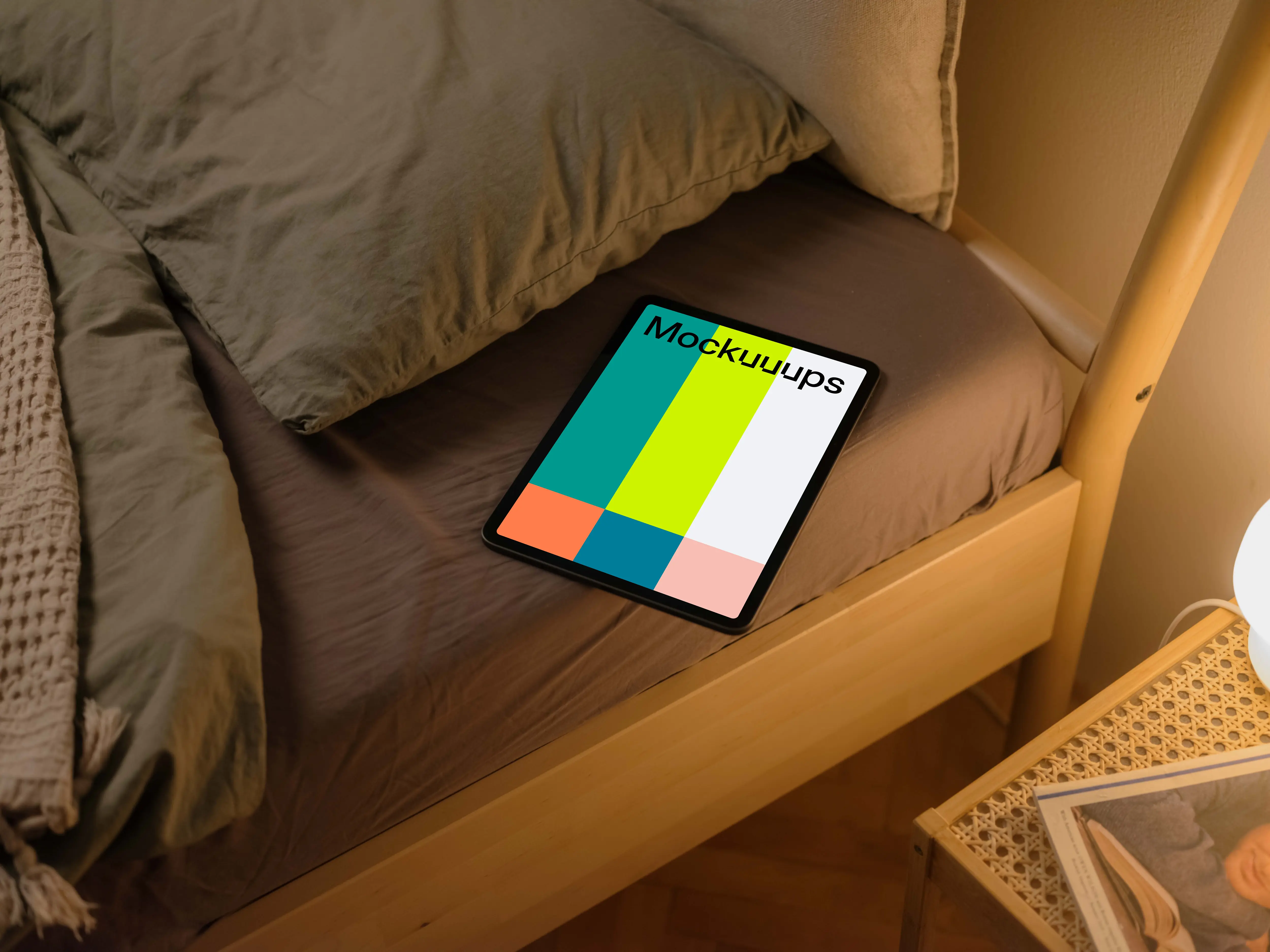 iPad Air mockup on bed