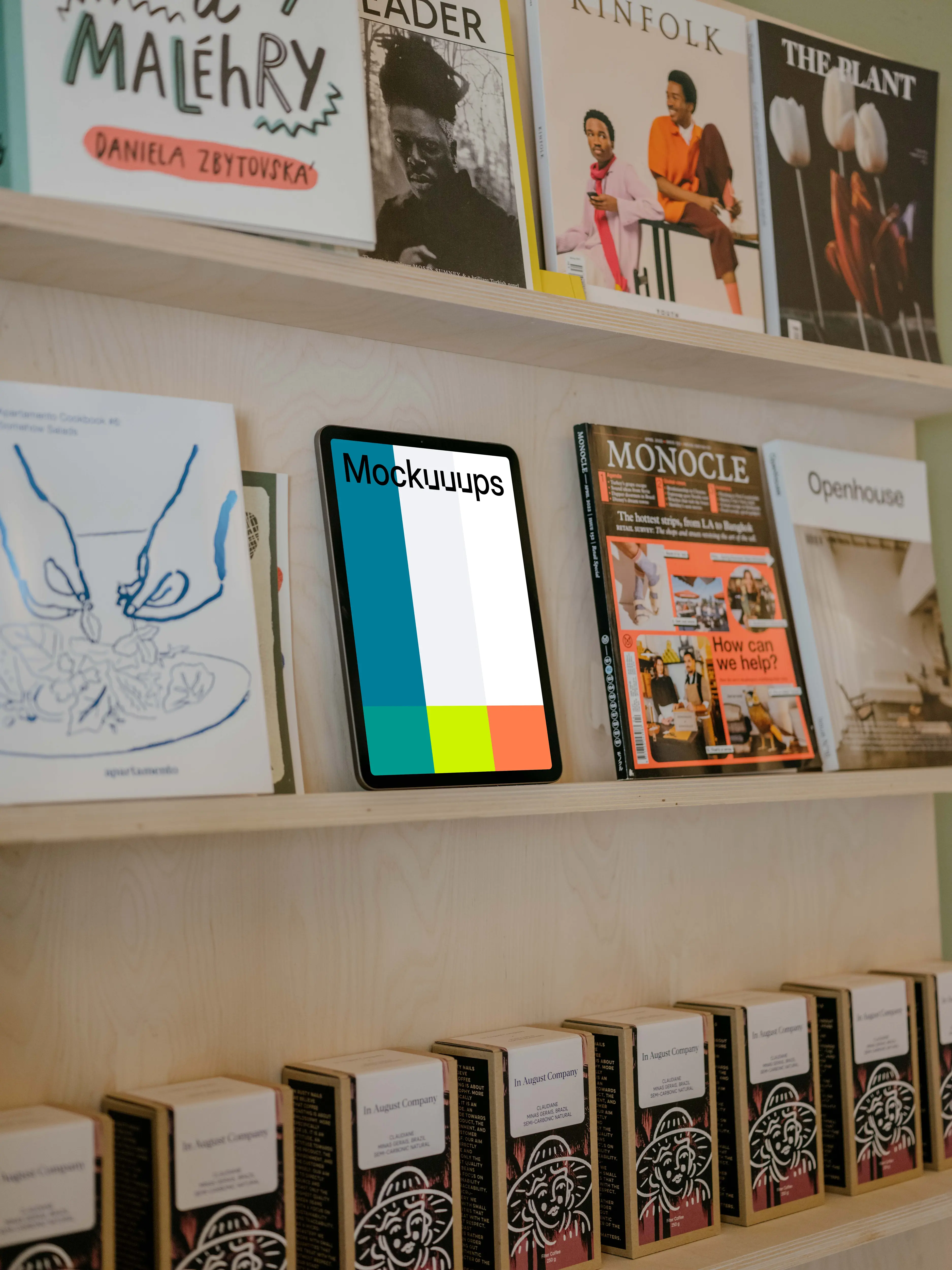 iPad Air mockup with books