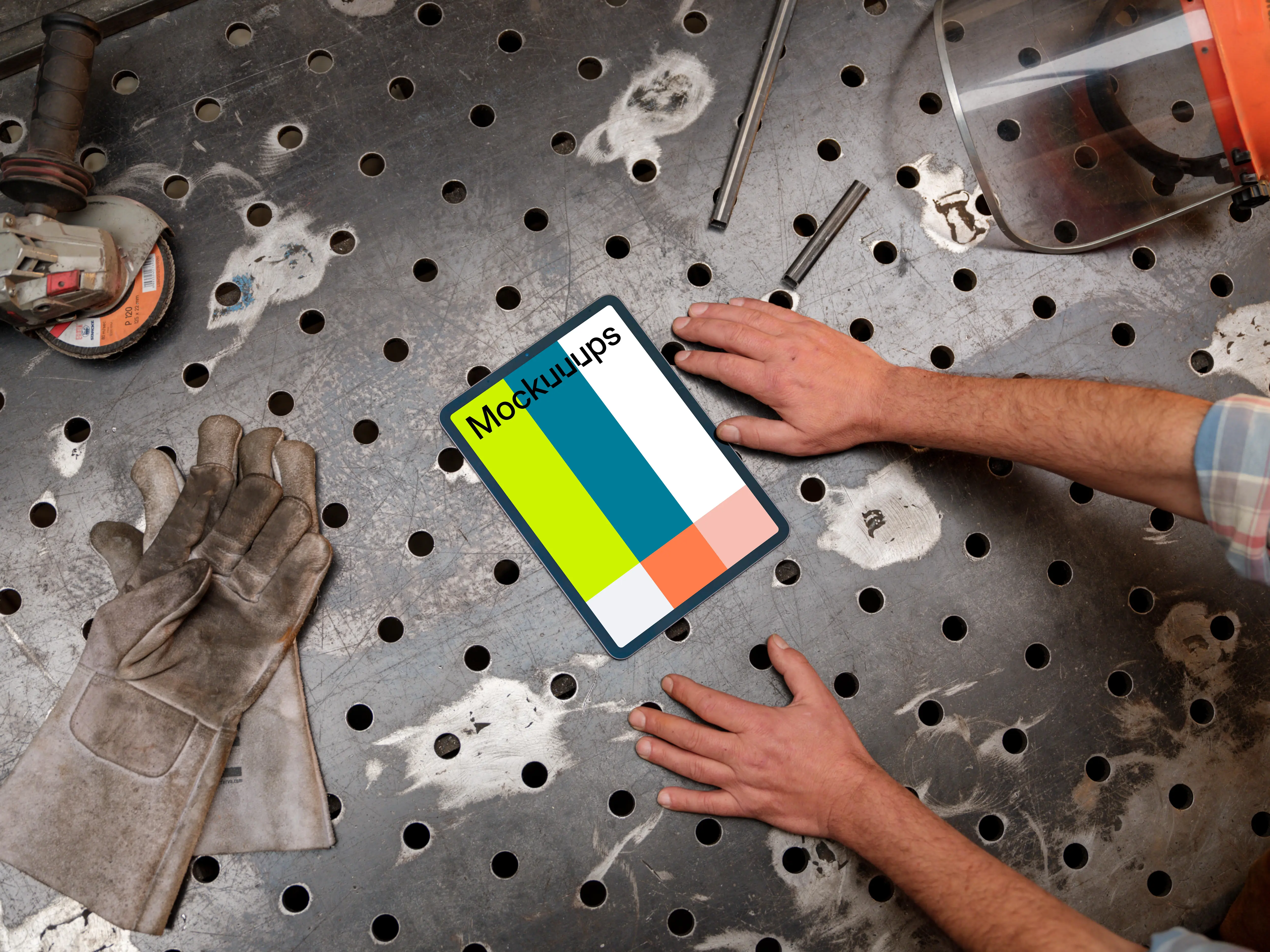 iPad Air on an iron table 