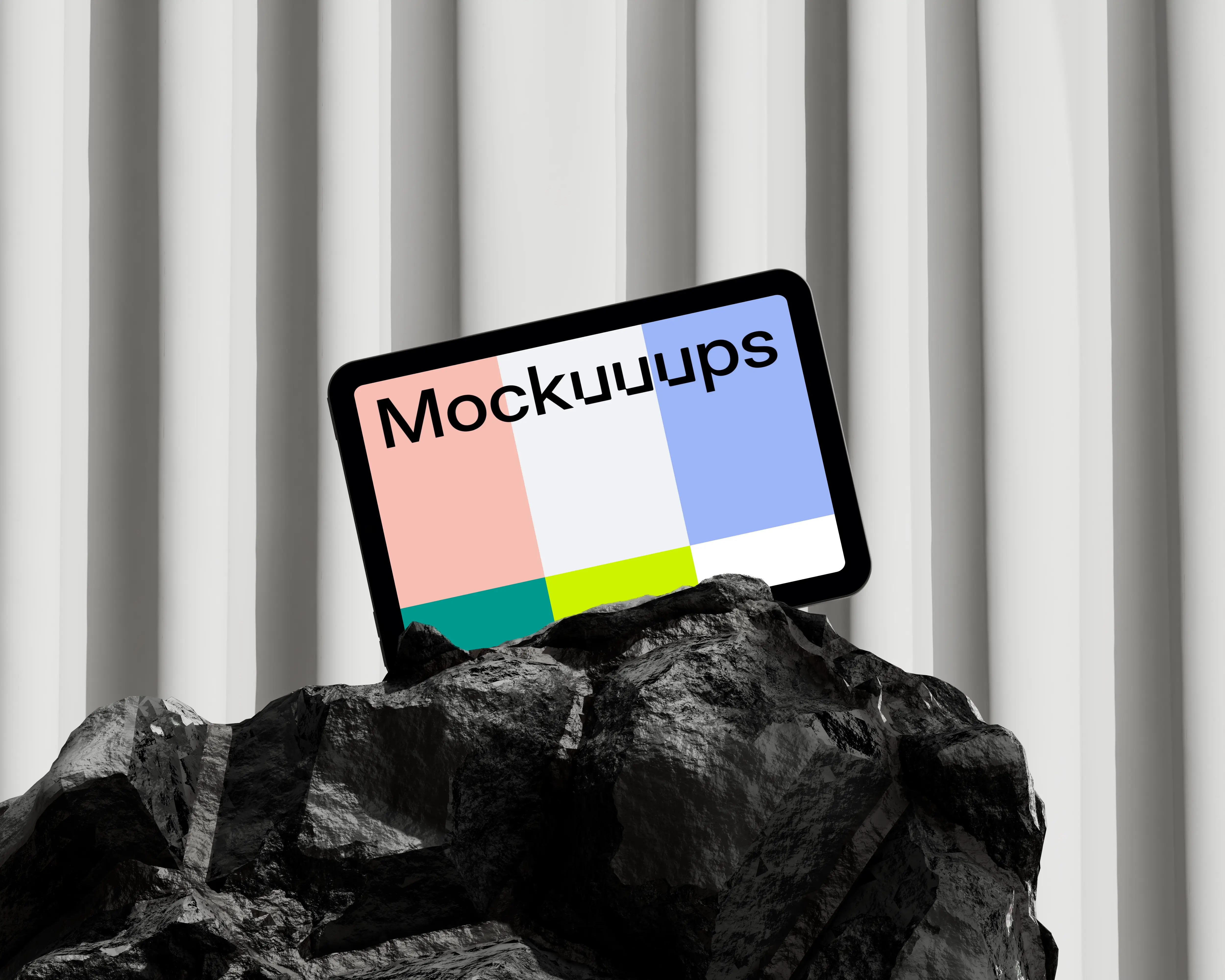 iPad Mini mockup on a rock