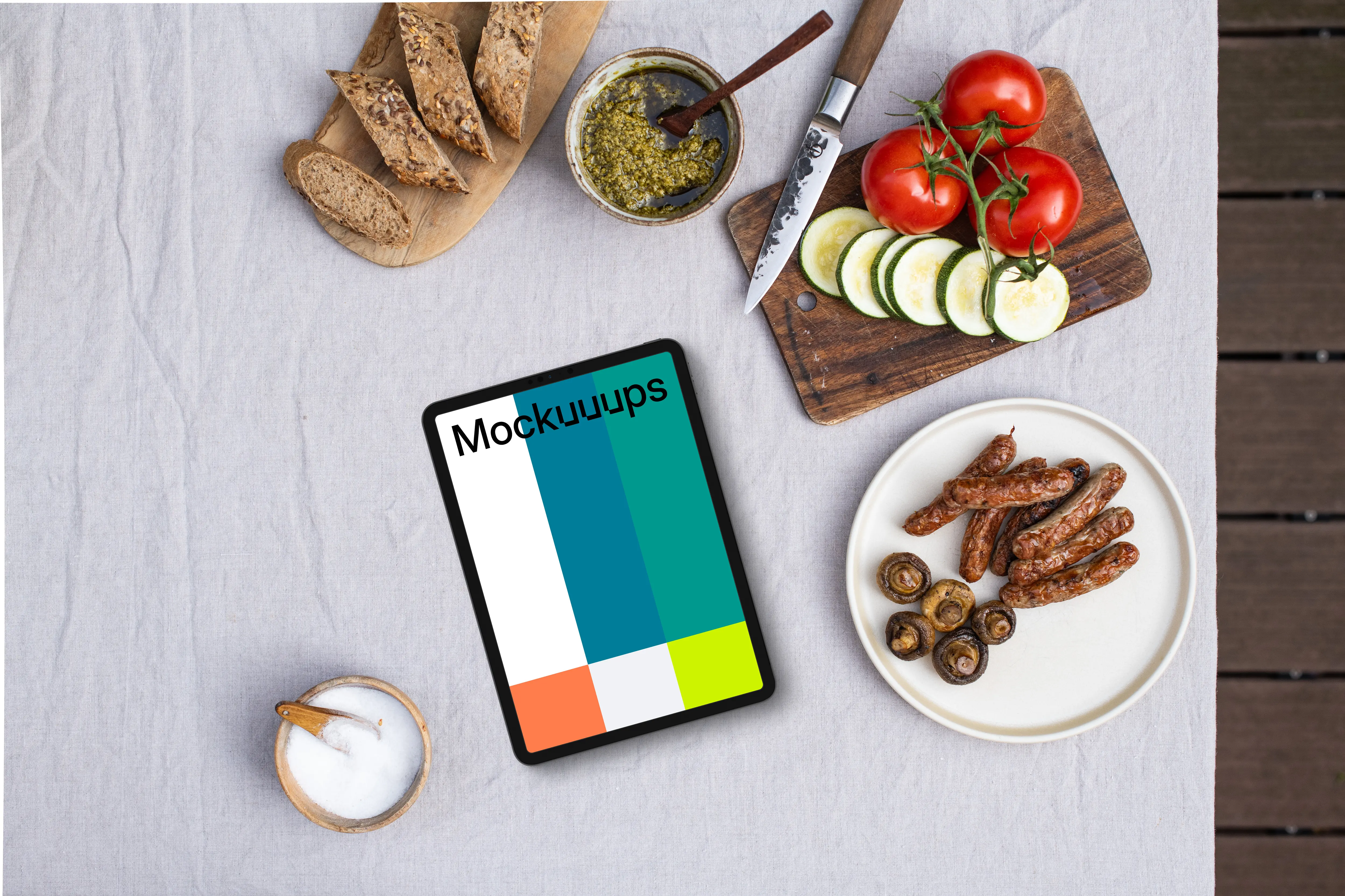 iPad mockup in the barbecue session