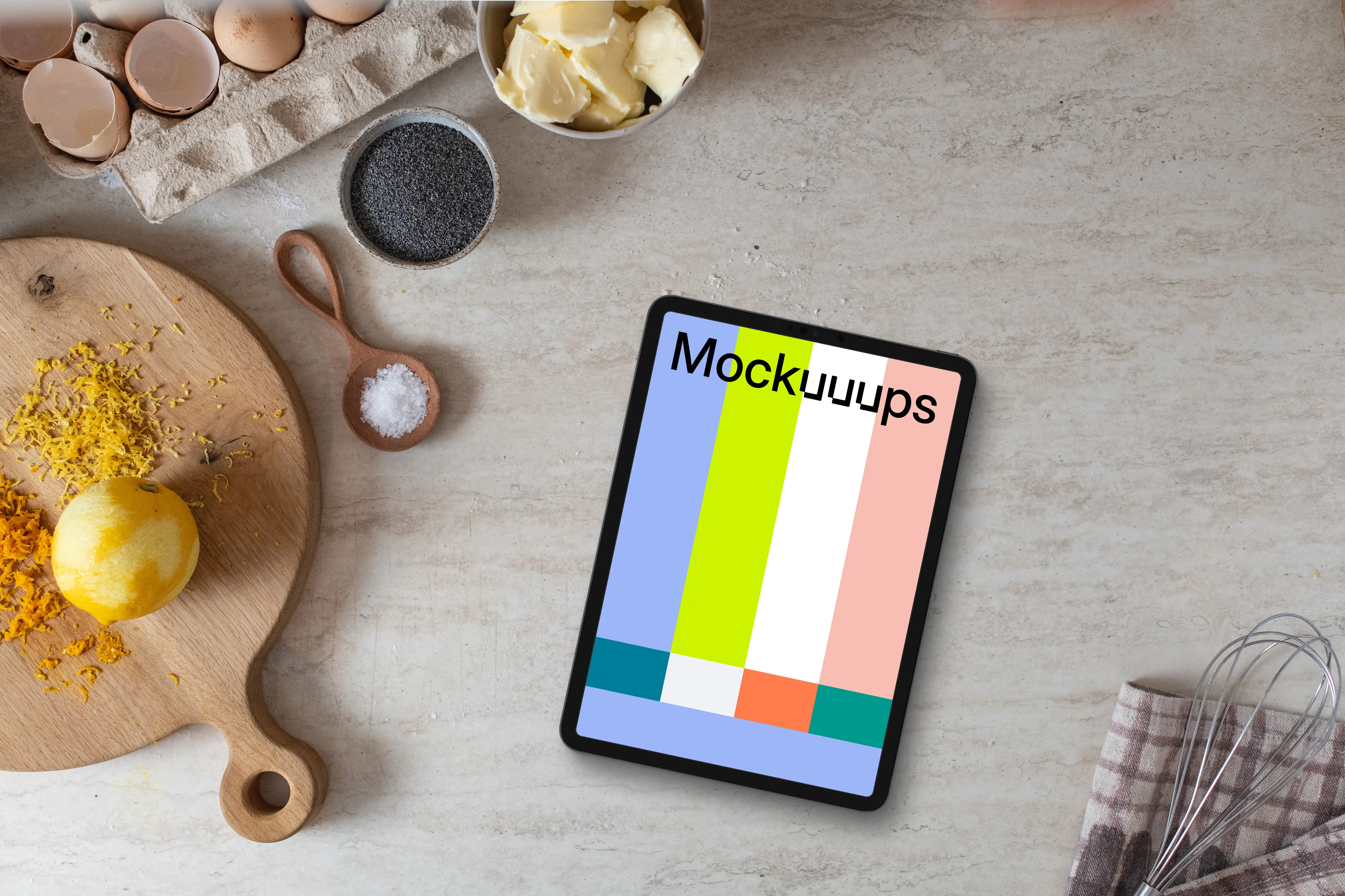 iPad mockup in the modern kitchen