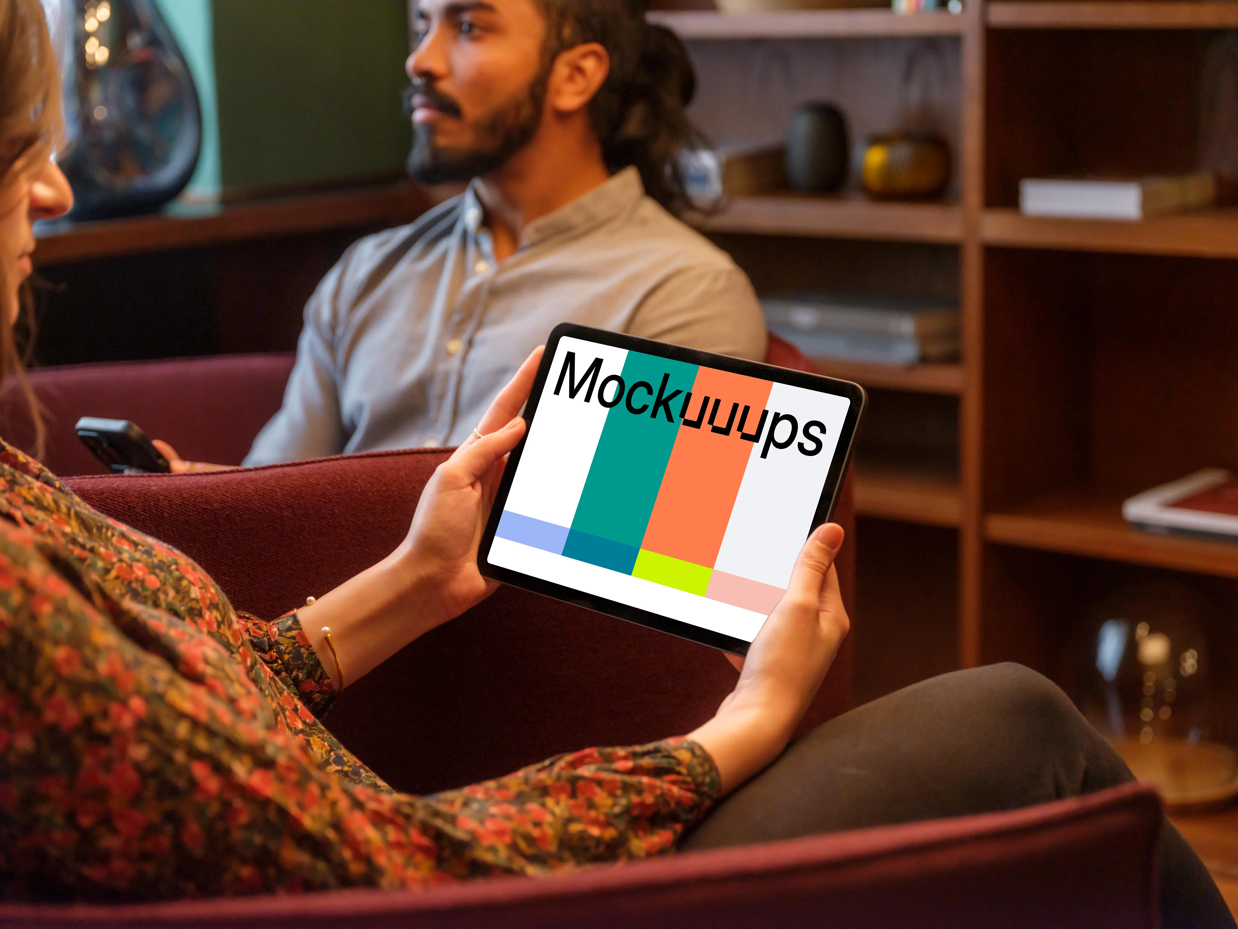 iPad mockup in the office setting