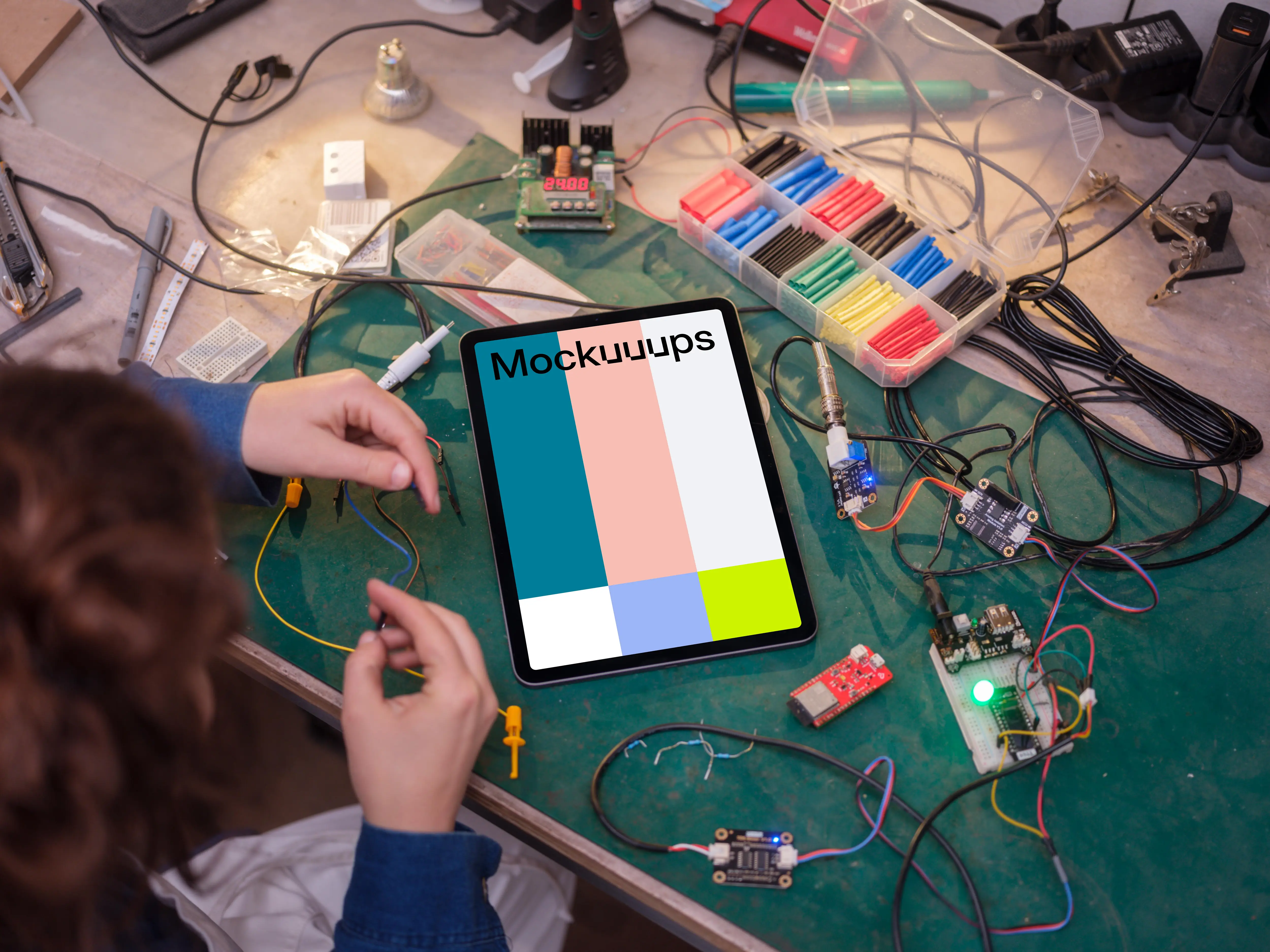 iPad mockup next to the cables