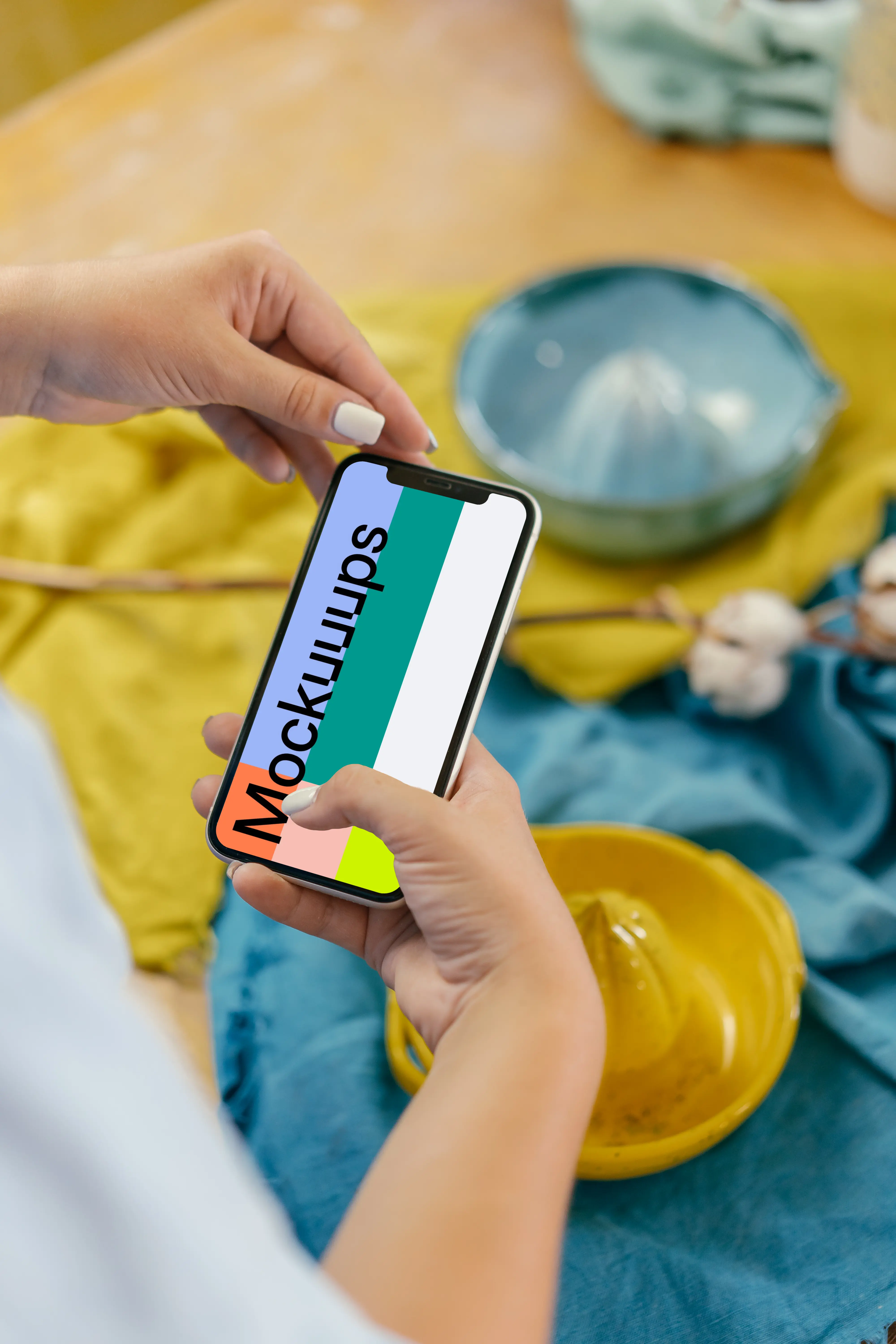 iPhone 12 Pro mockup held by user