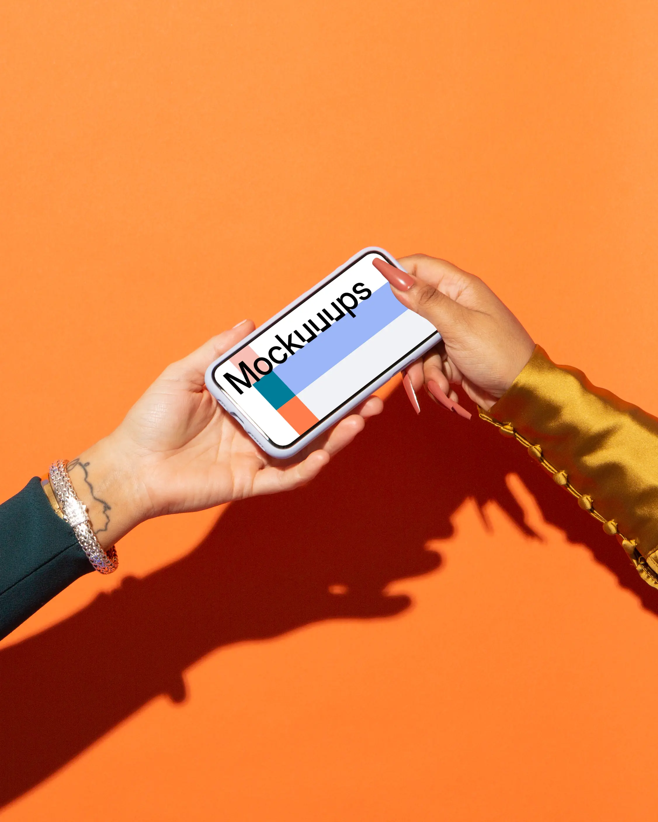 iPhone 13 mockup held by two users