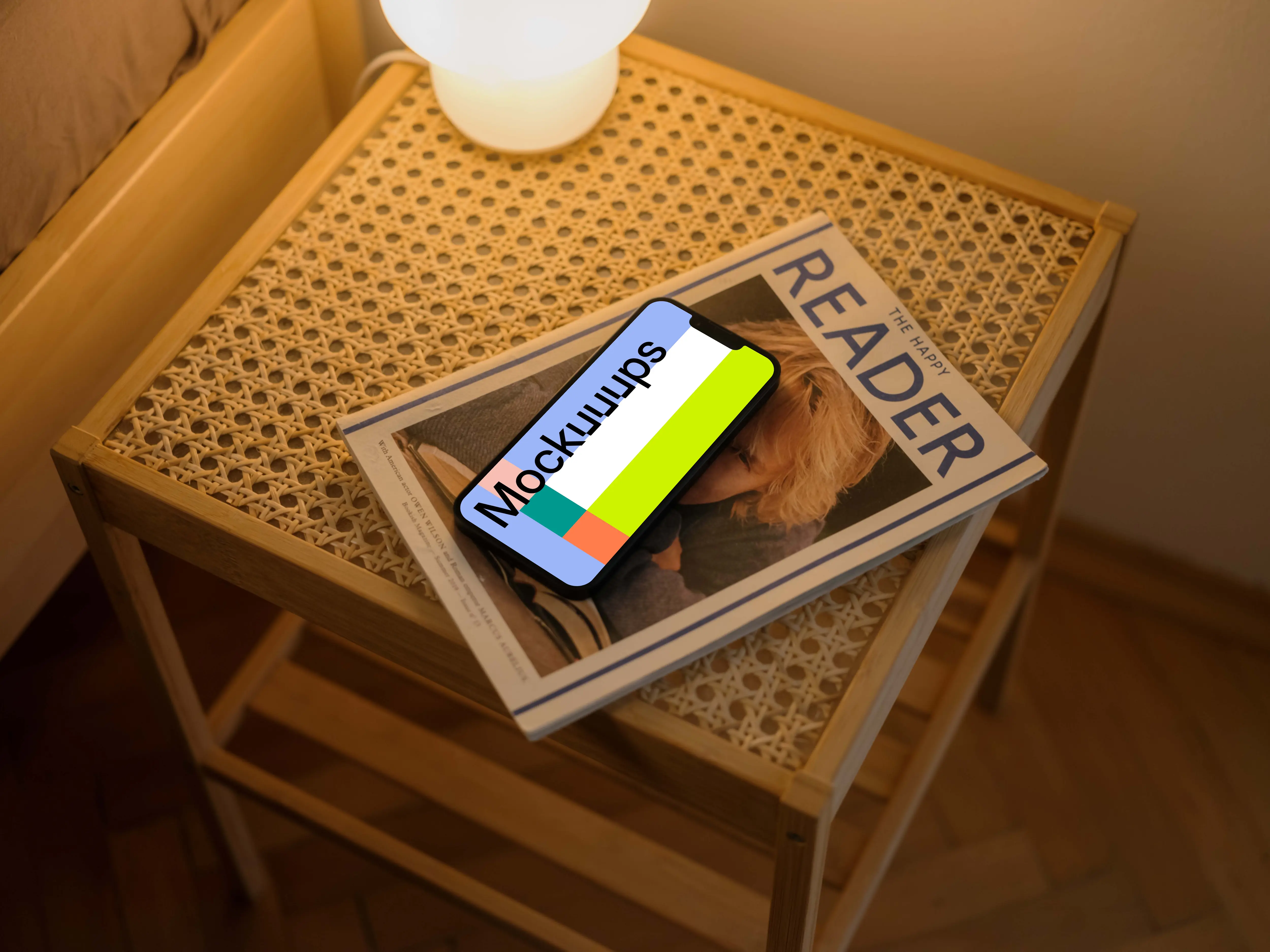 iPhone 13 mockup on magazine