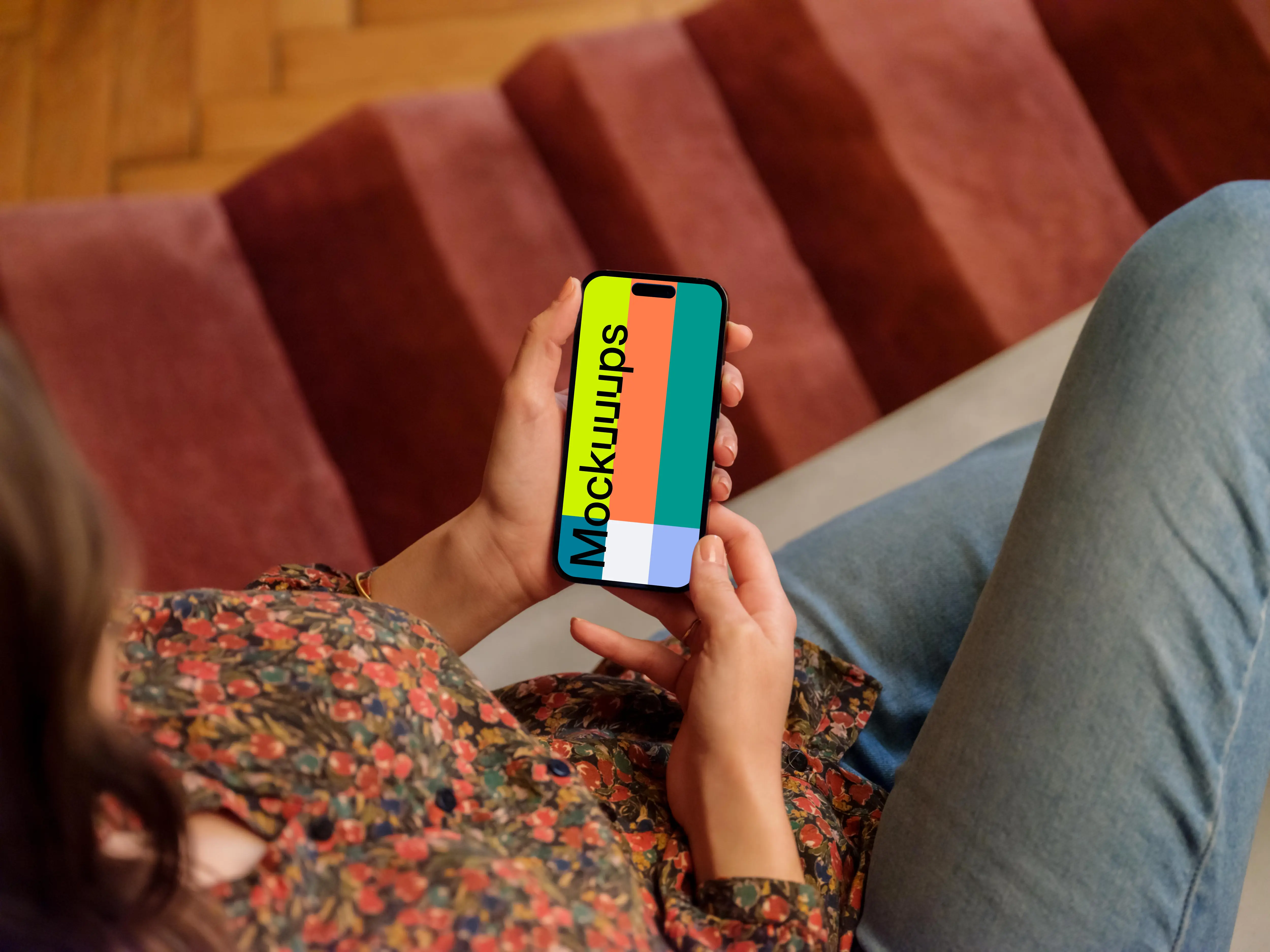 iPhone 14 Pro mockup in cozy office setting