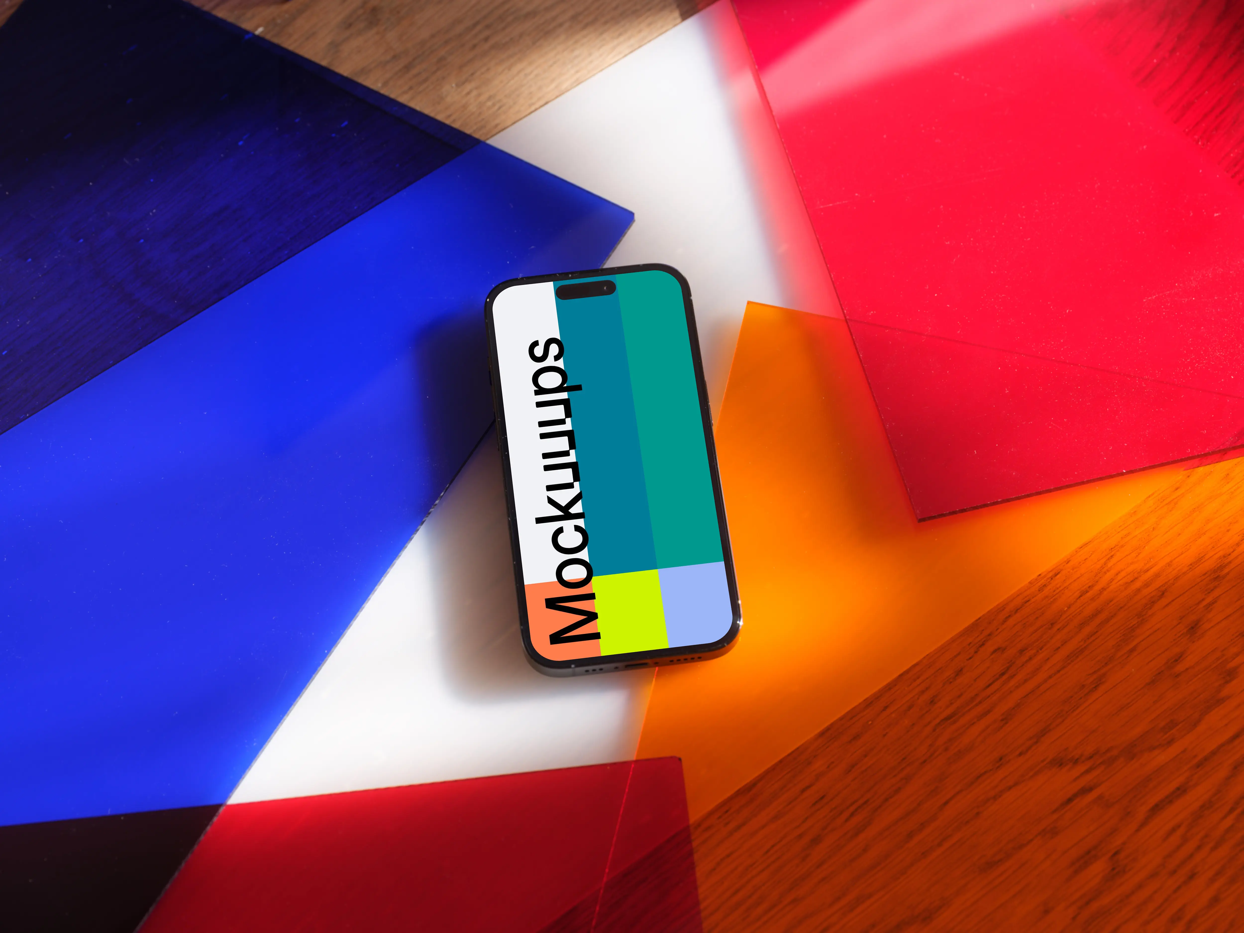 iPhone 14 Pro mockup on multicolored background