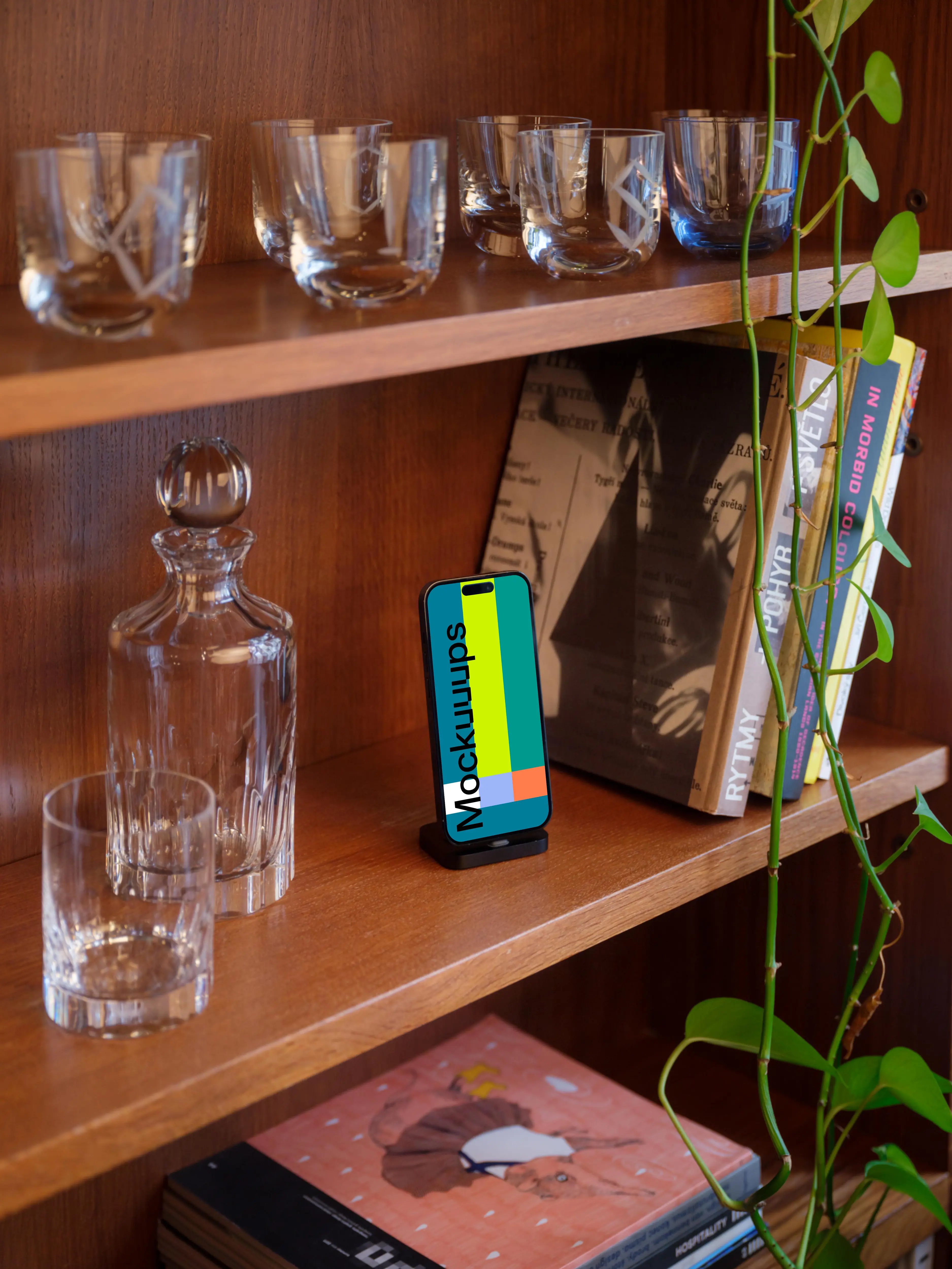 iPhone 14 Pro mockup on the shelf