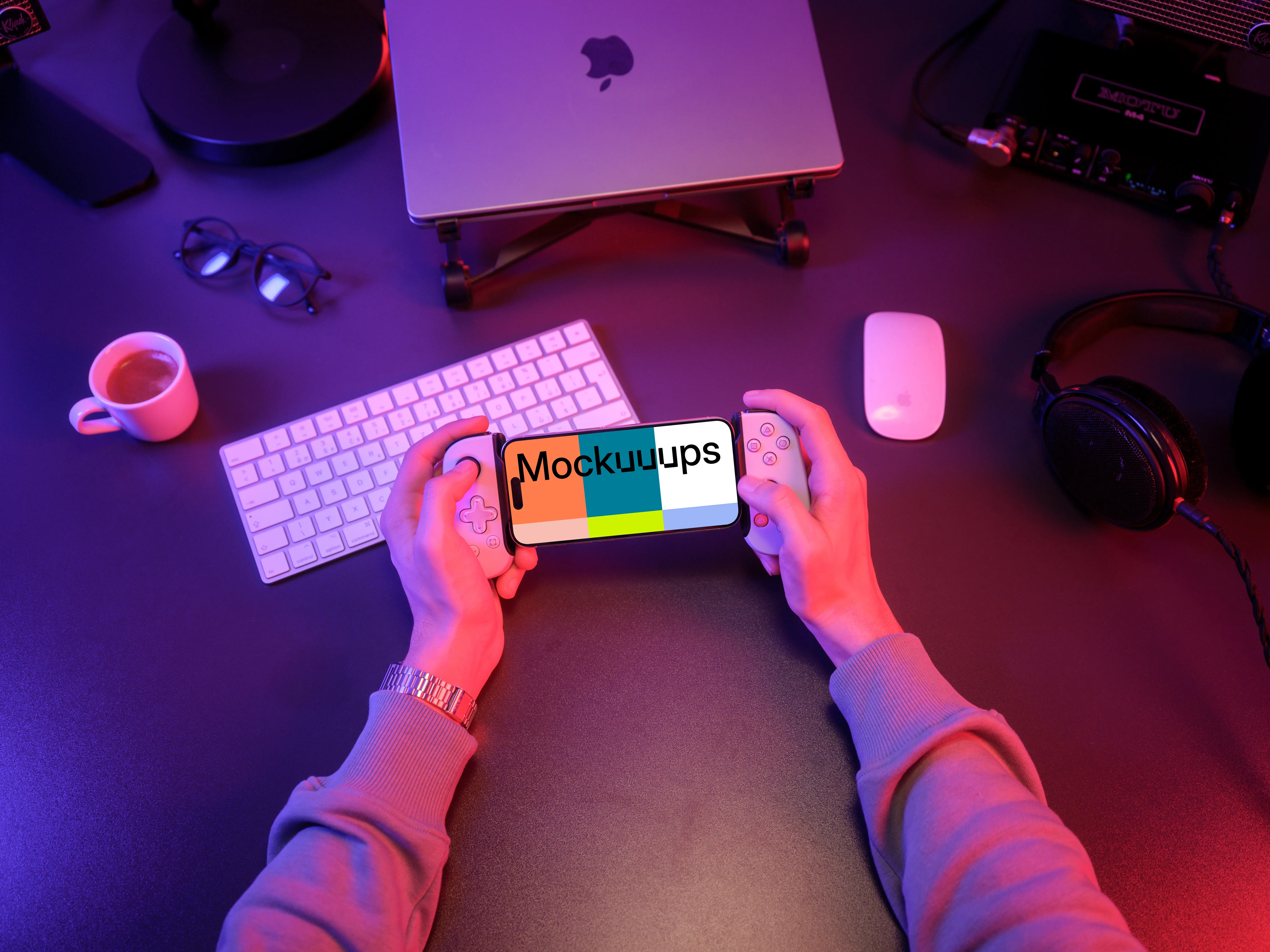 iPhone 15 Pro mockup for gaming with handheld controller