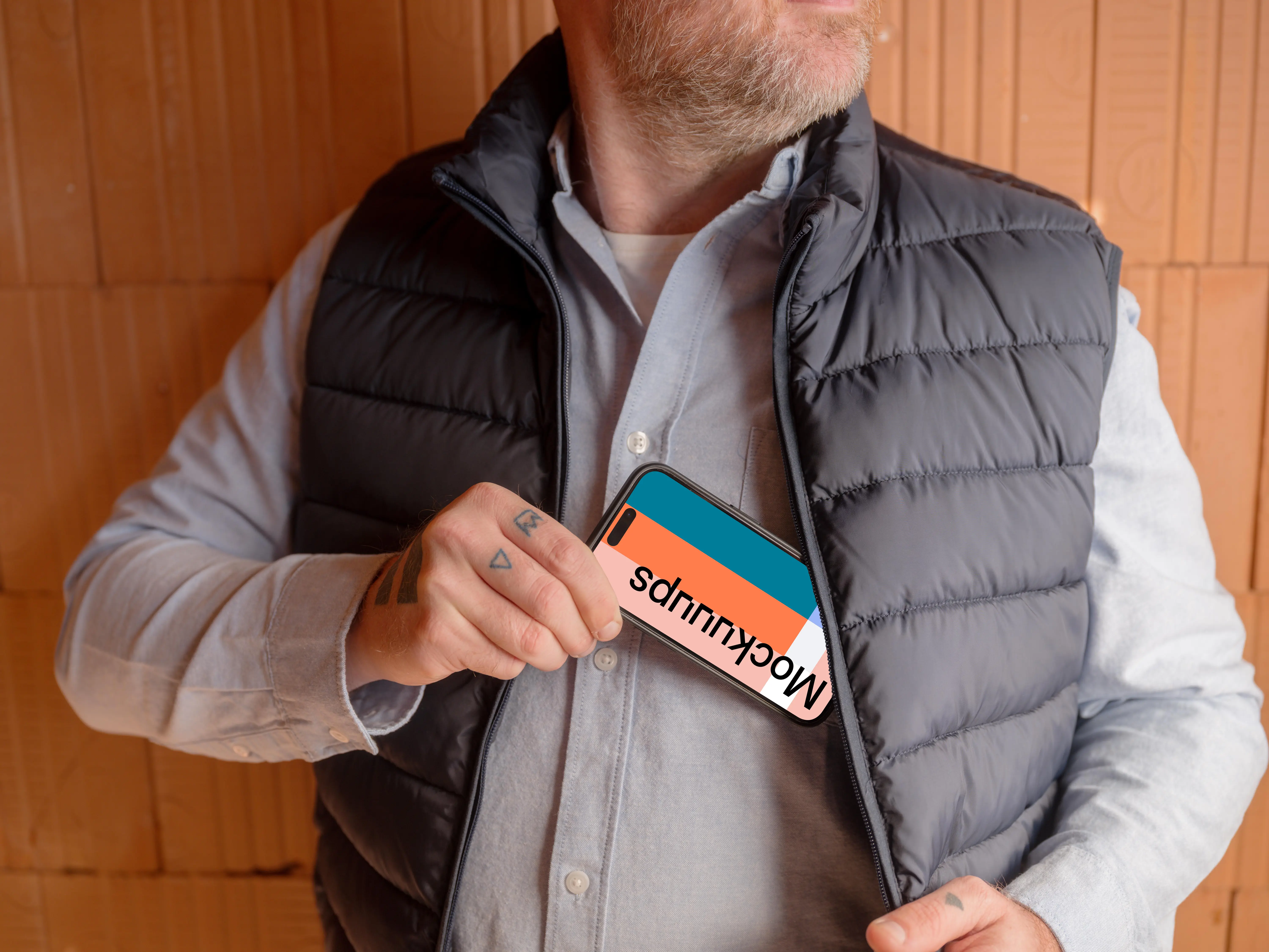 iPhone in the  construction worker’s pocket 