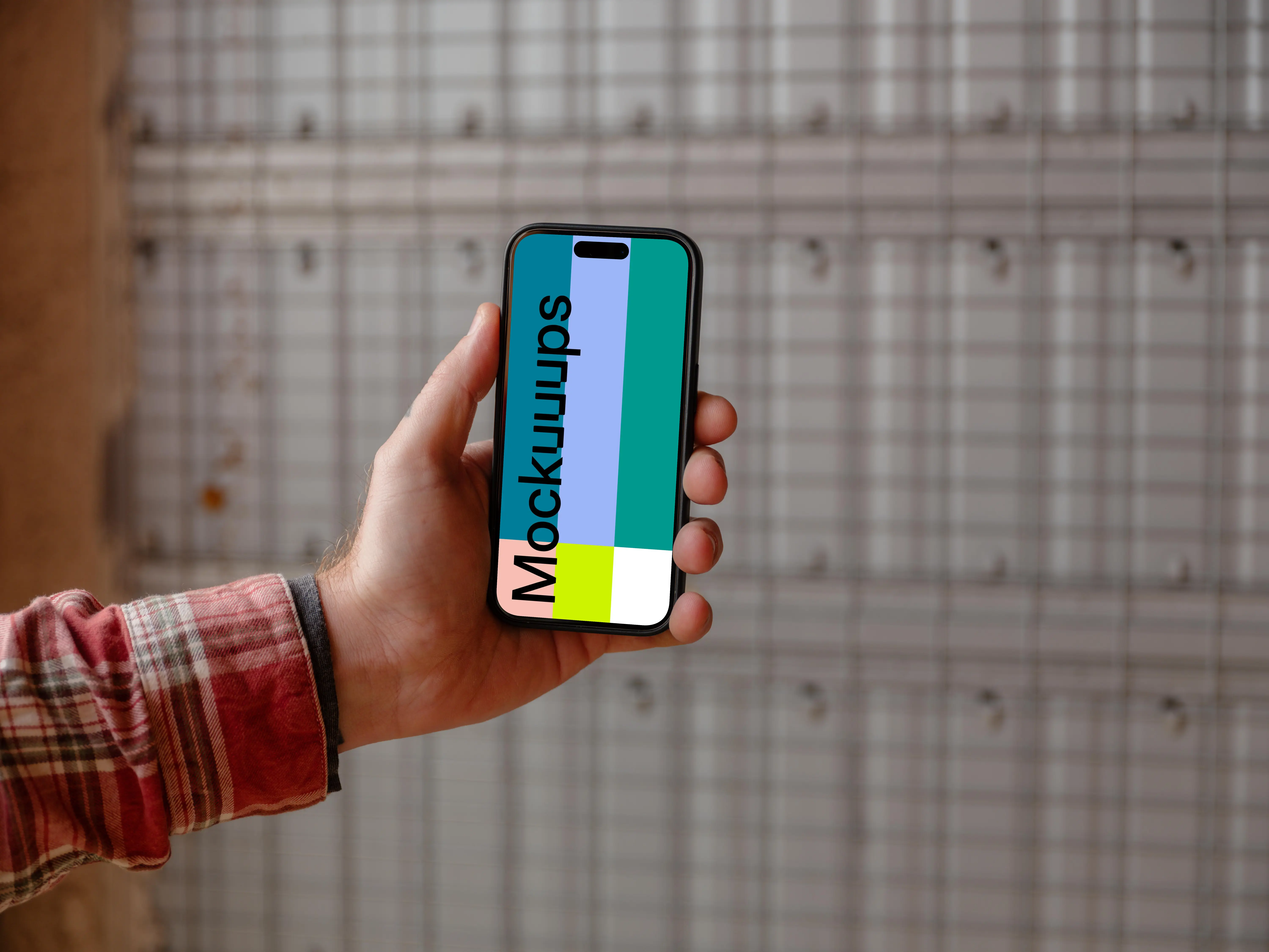 iPhone mockup with construction background