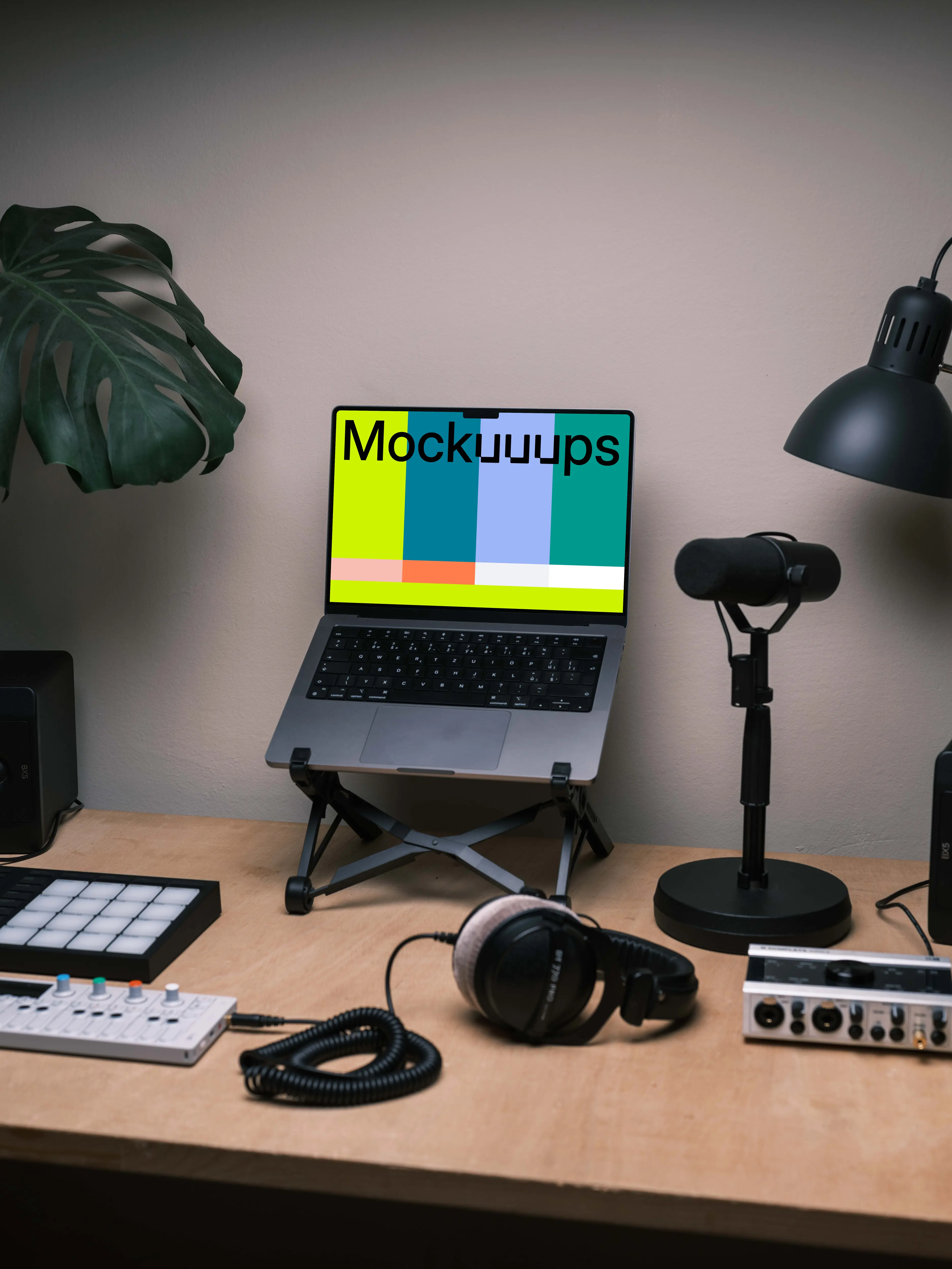 Laptop Mockup in the music studio