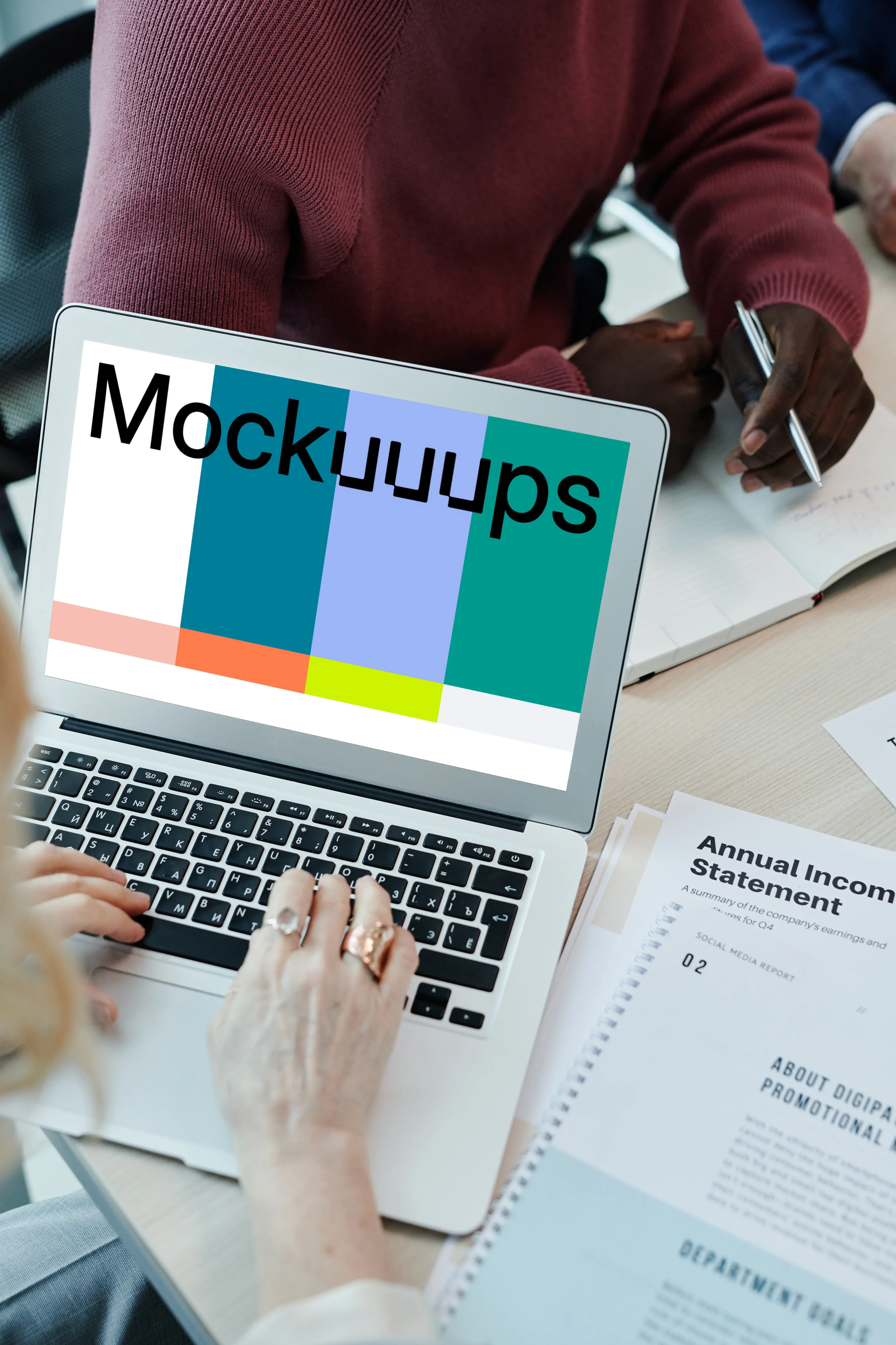 MacBook Air mockup in an office setting