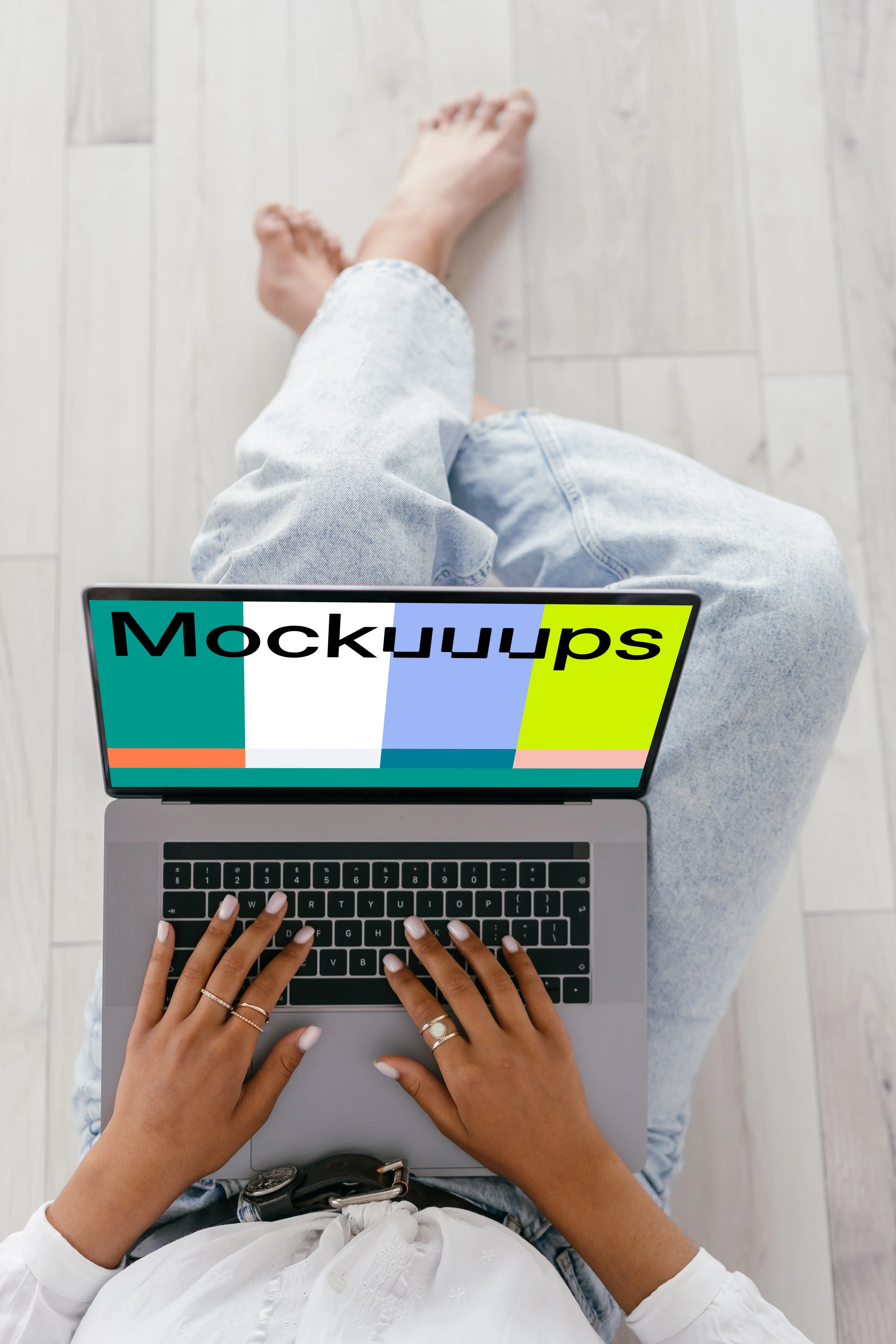 MacBook Air mockup in use on a lady’s lap