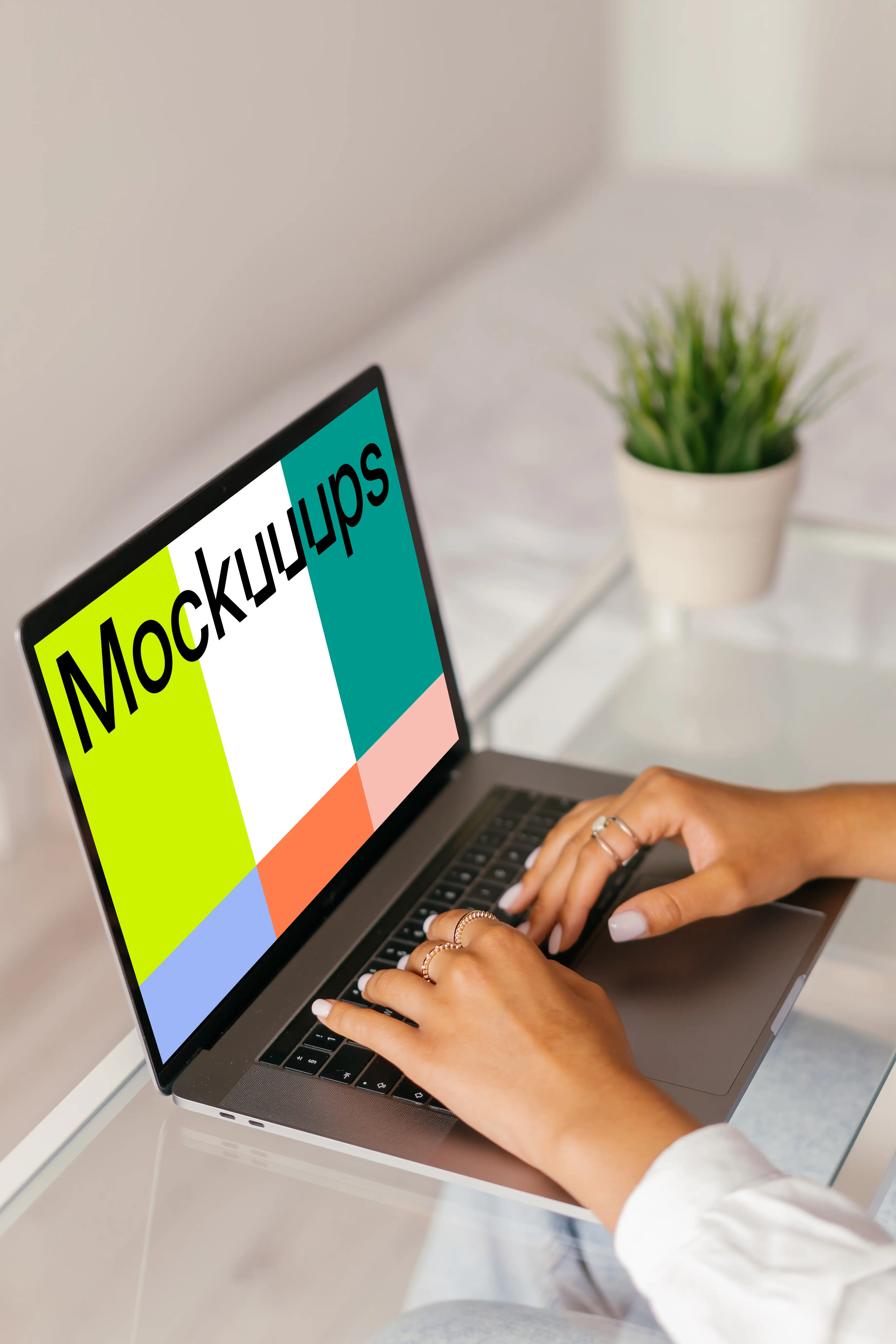 MacBook Air mockup showing a user typing