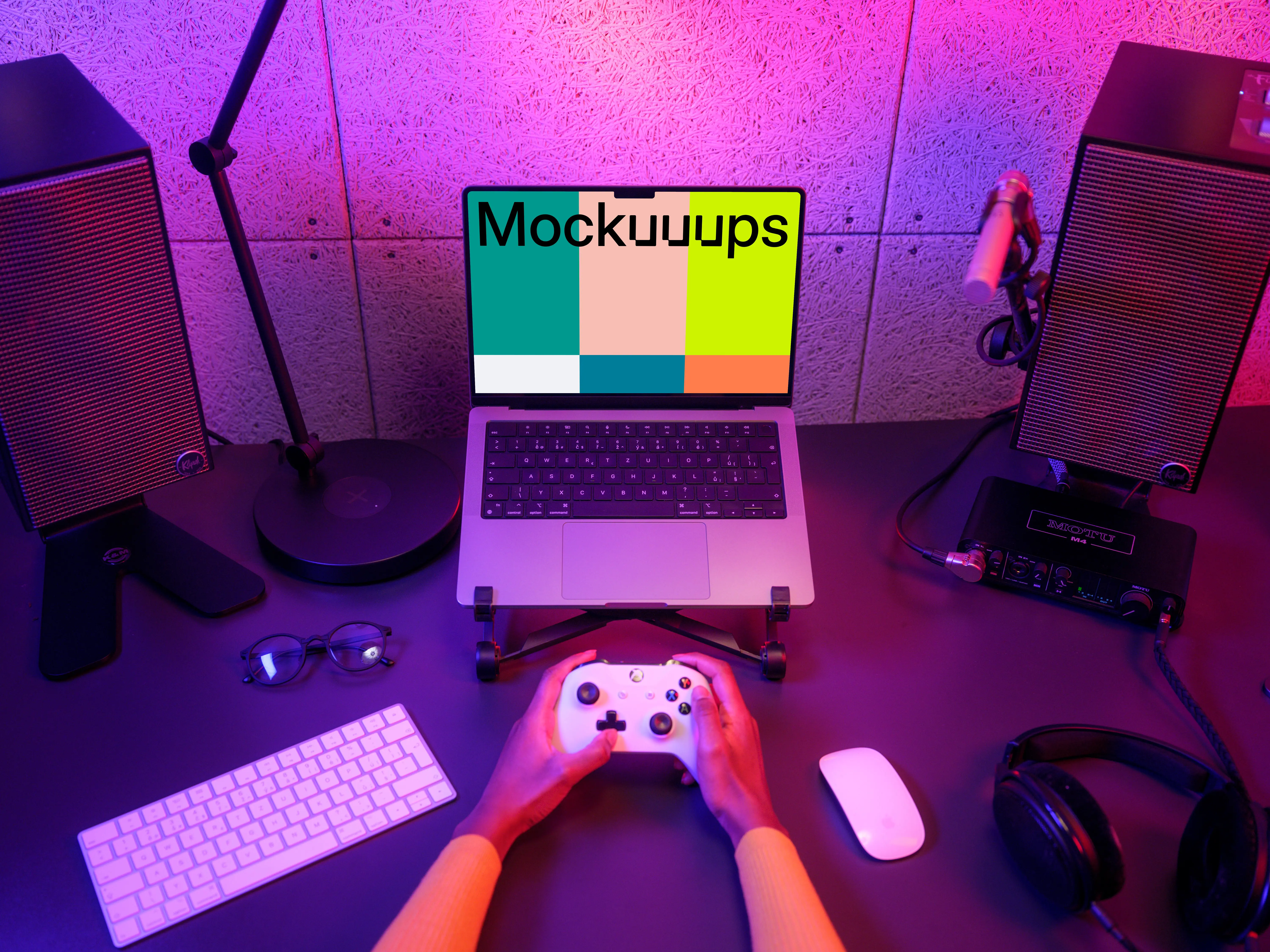 MacBook Pro 14 inch mockup in Gaming Atmosphere