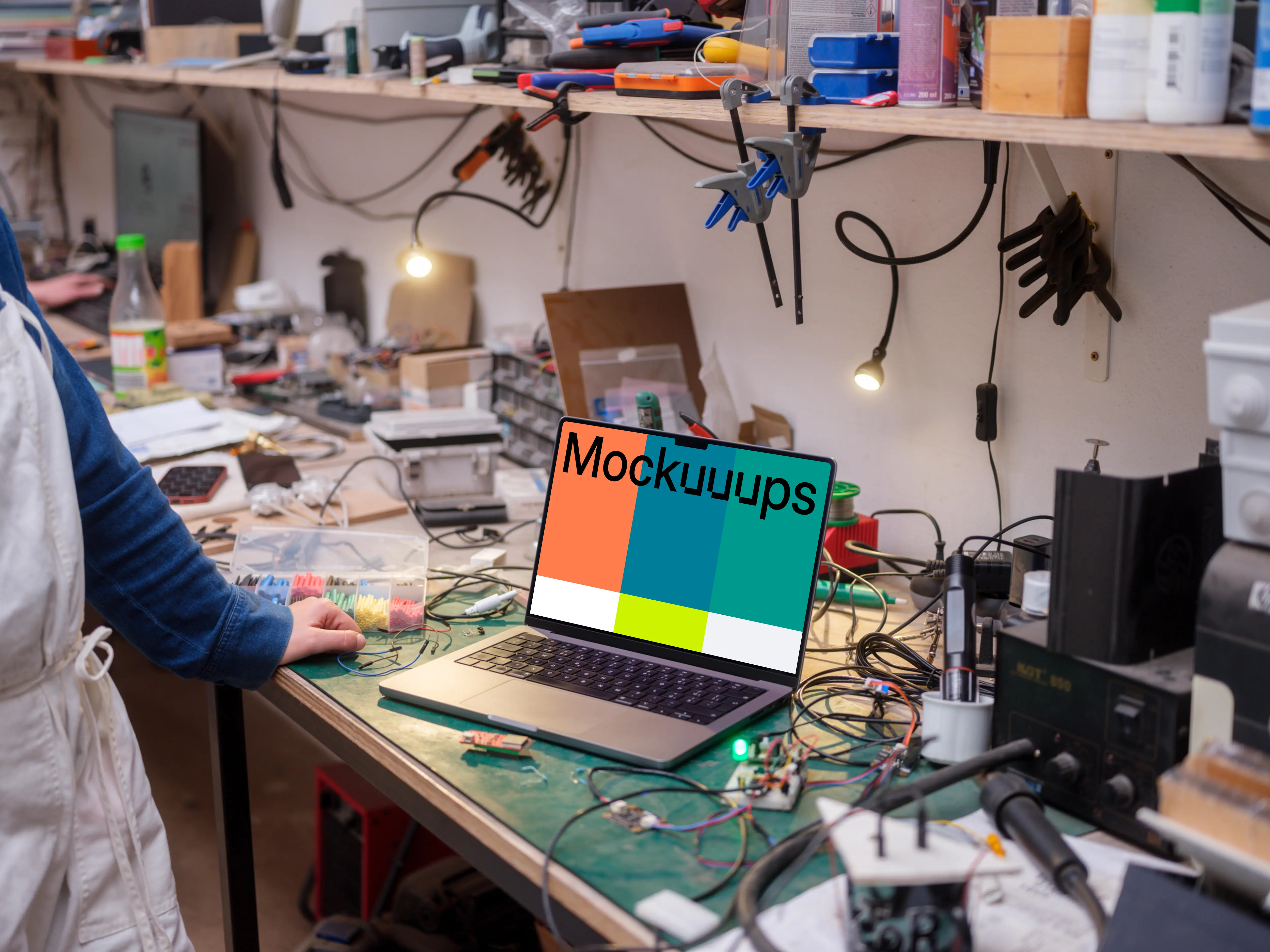 MacBook Pro mockup in the workshop