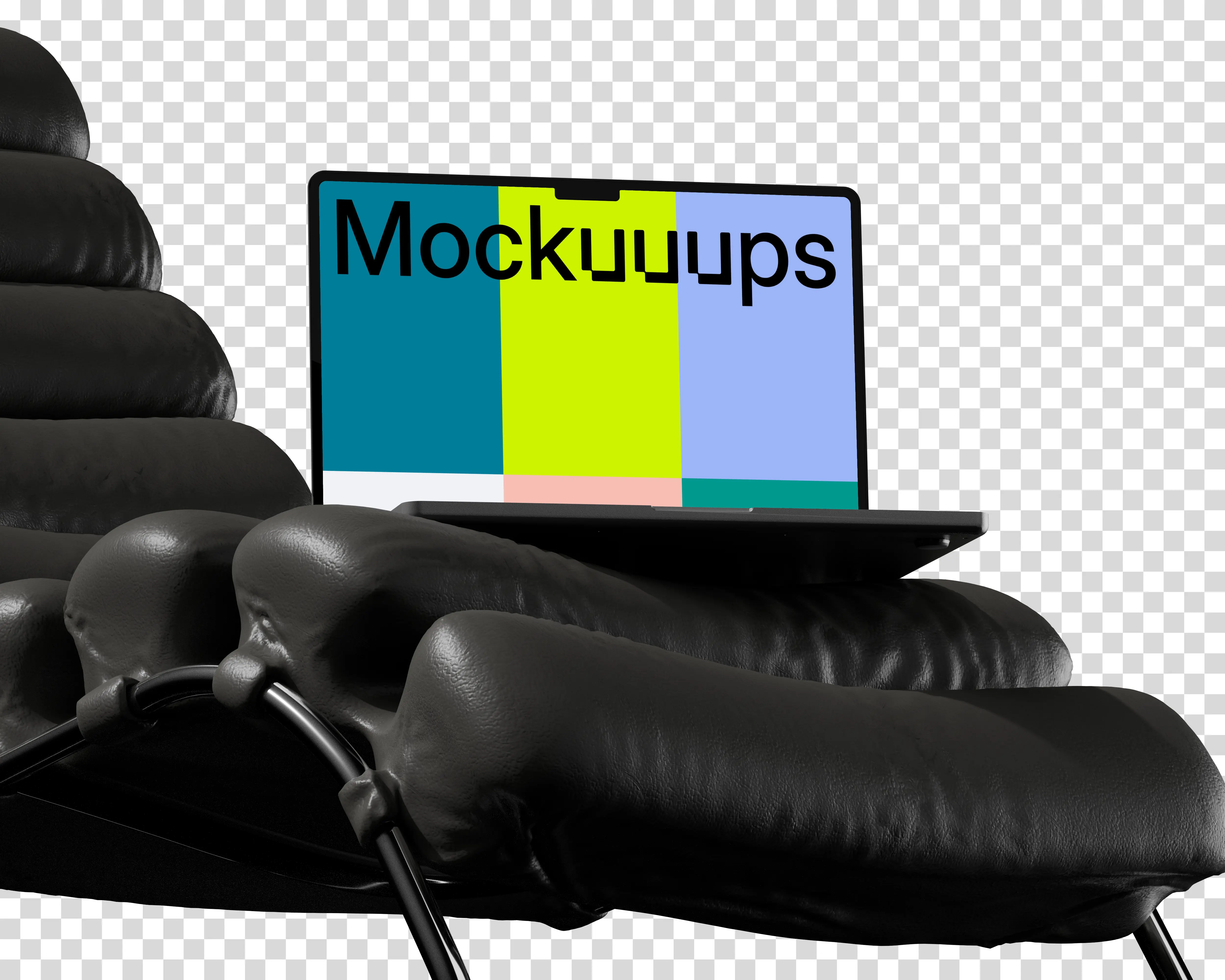 MacBook Pro mockup on modern chair