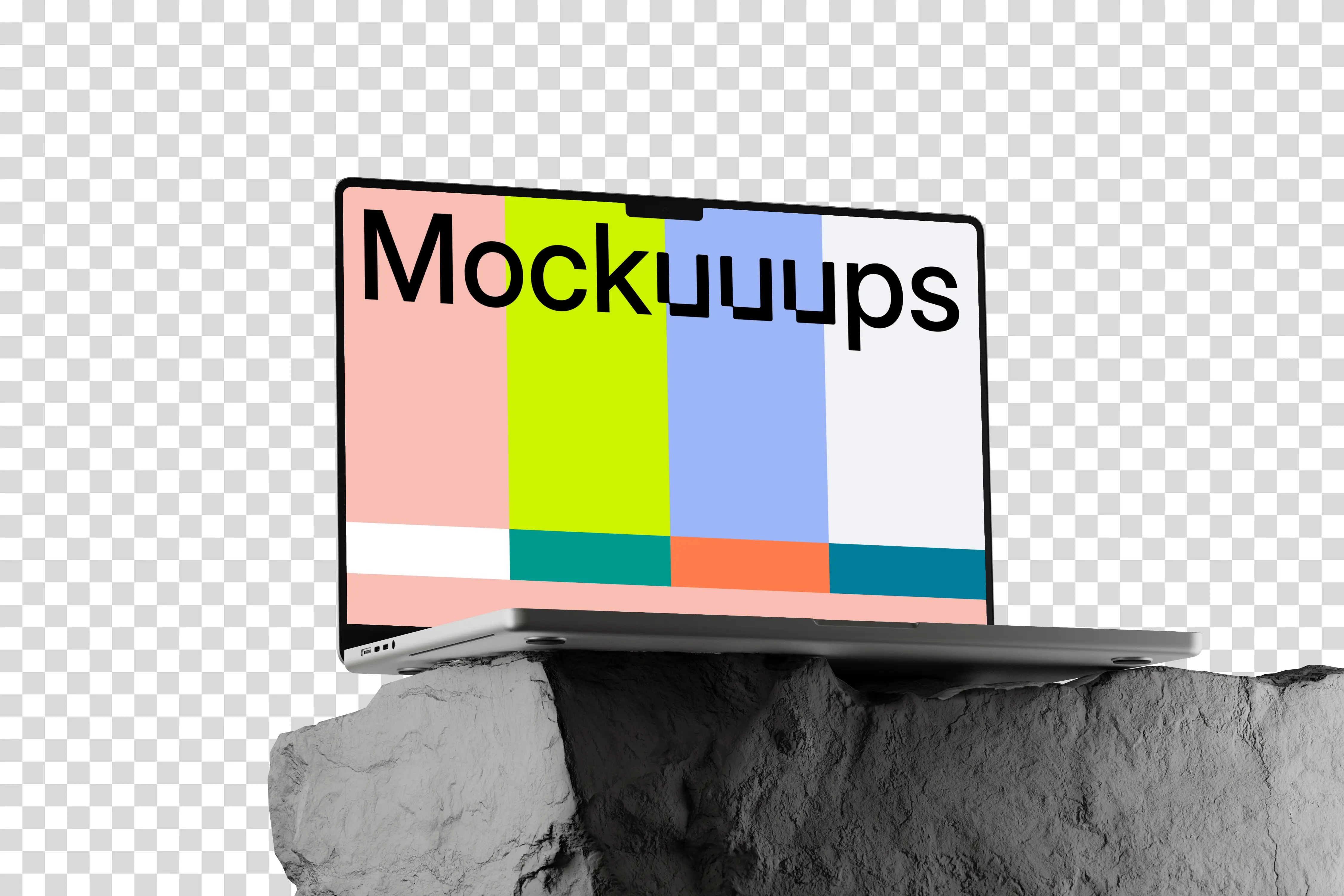 MacBook Pro mockup on textured rock