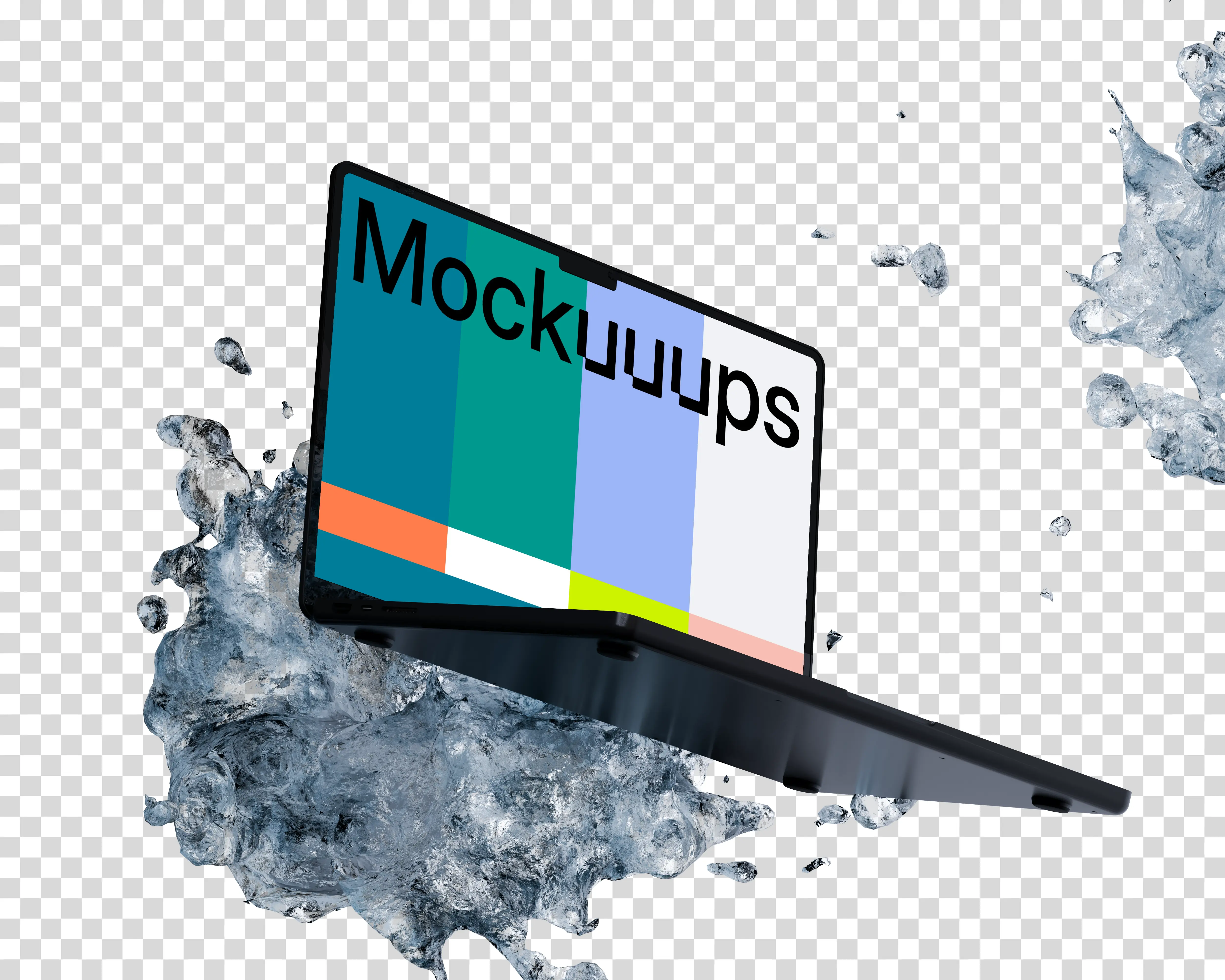 MacBook Pro mockup with dynamic splash effect