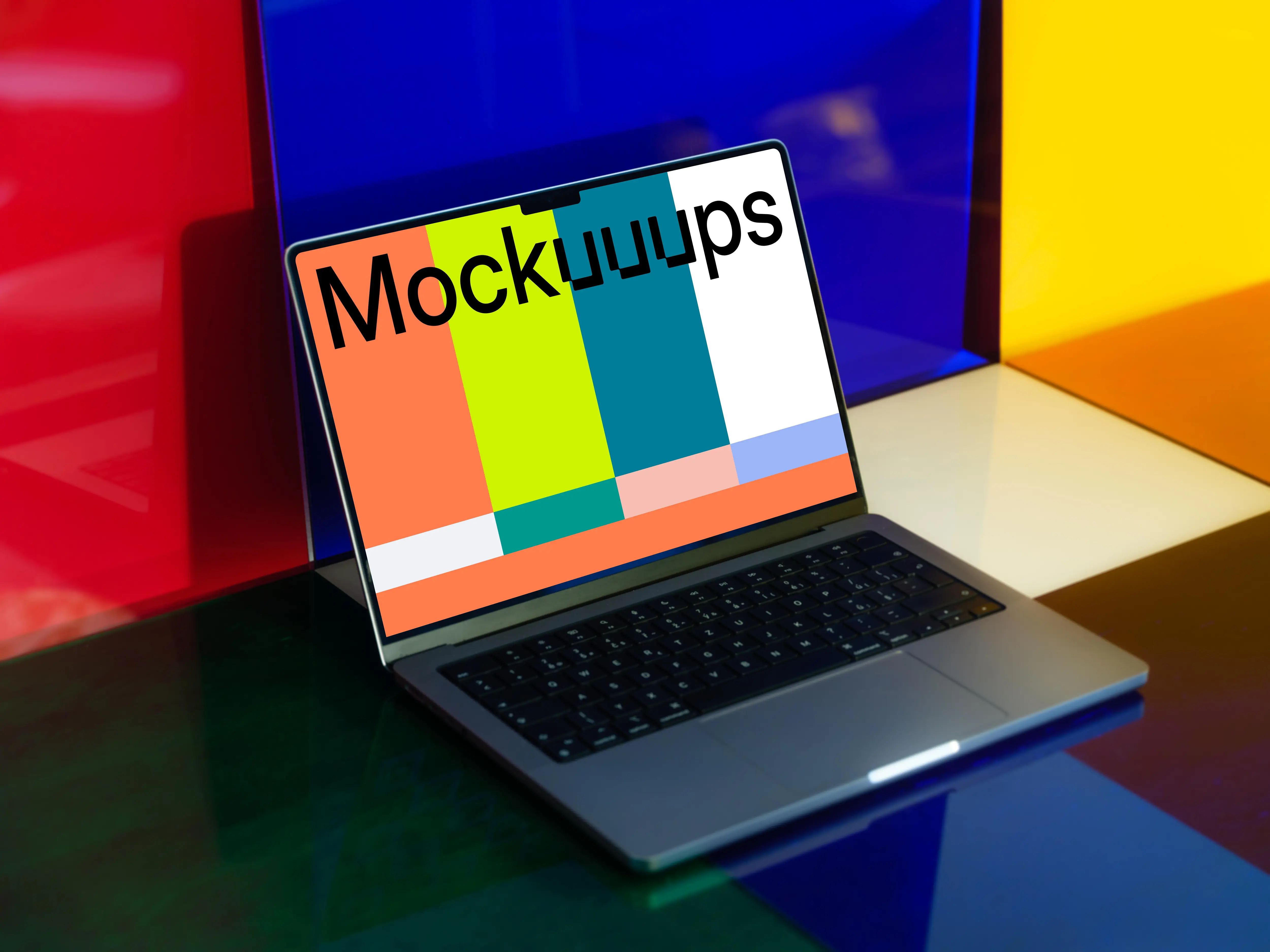 MacBook Pro mockup with multicolored background