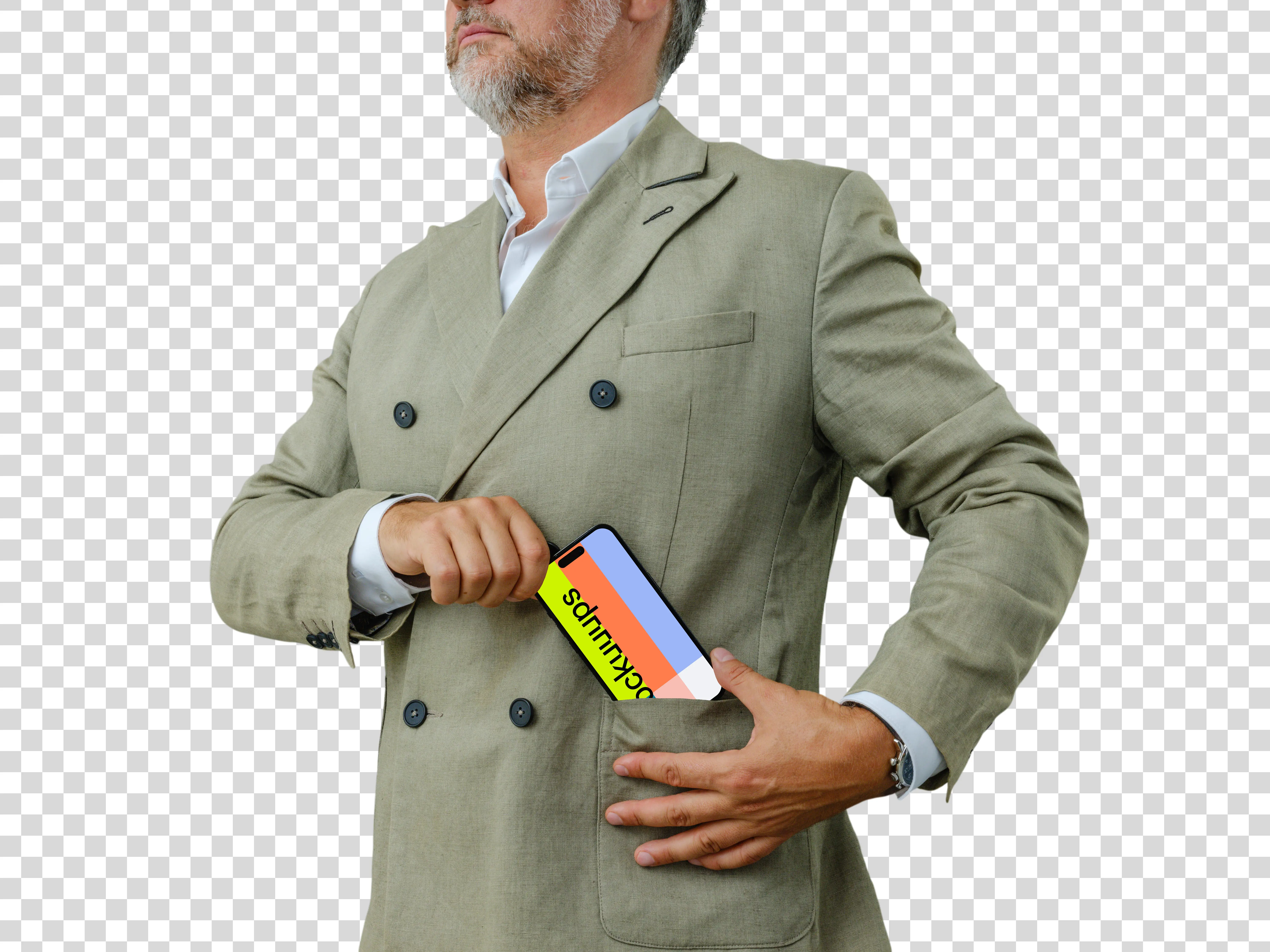 Male entrepreneur with an iPhone mockup