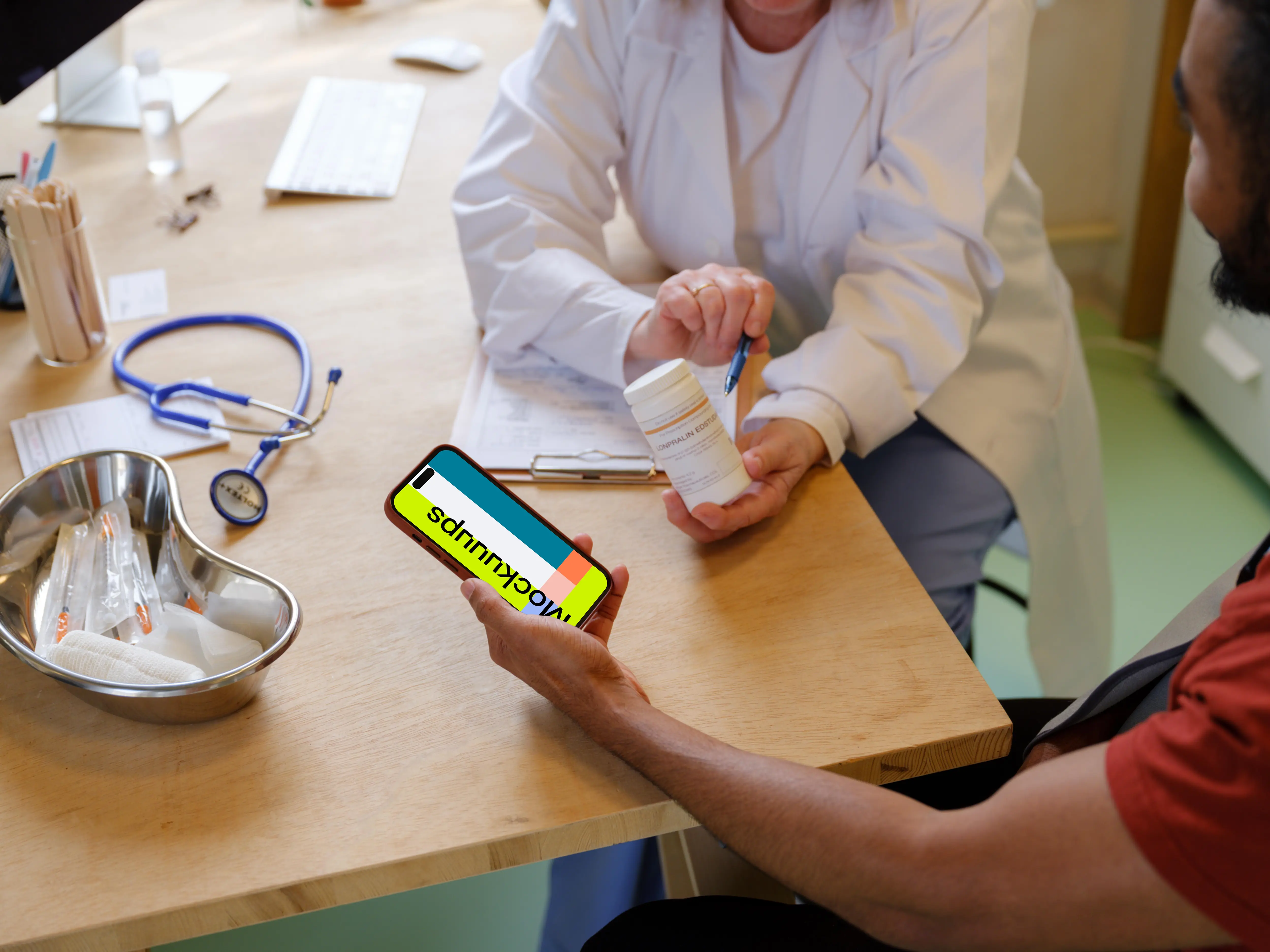 Male patient holding the iPhone mockup