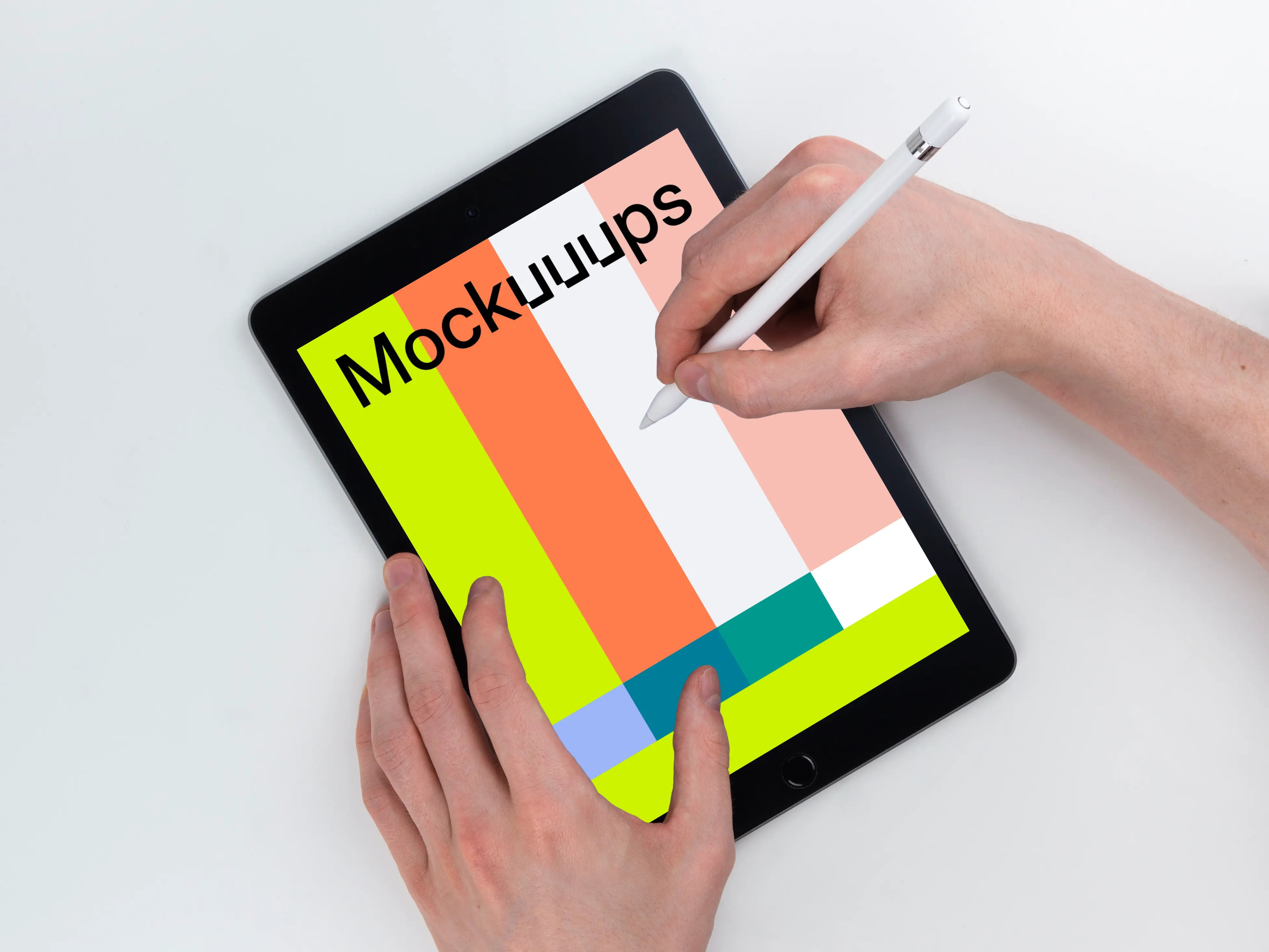 Man drawing on iPad Mini mockup