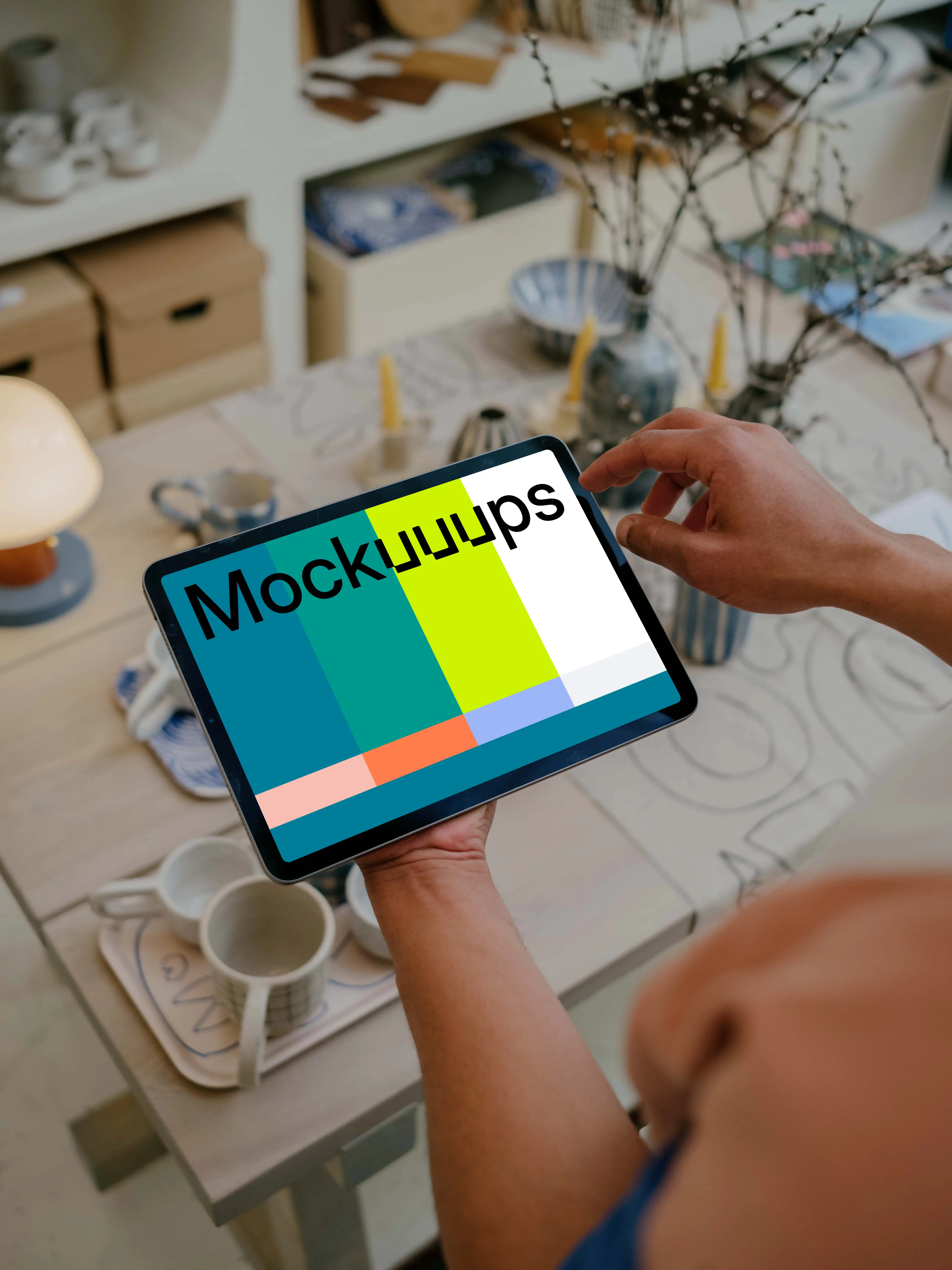 Man holding a tablet mockup