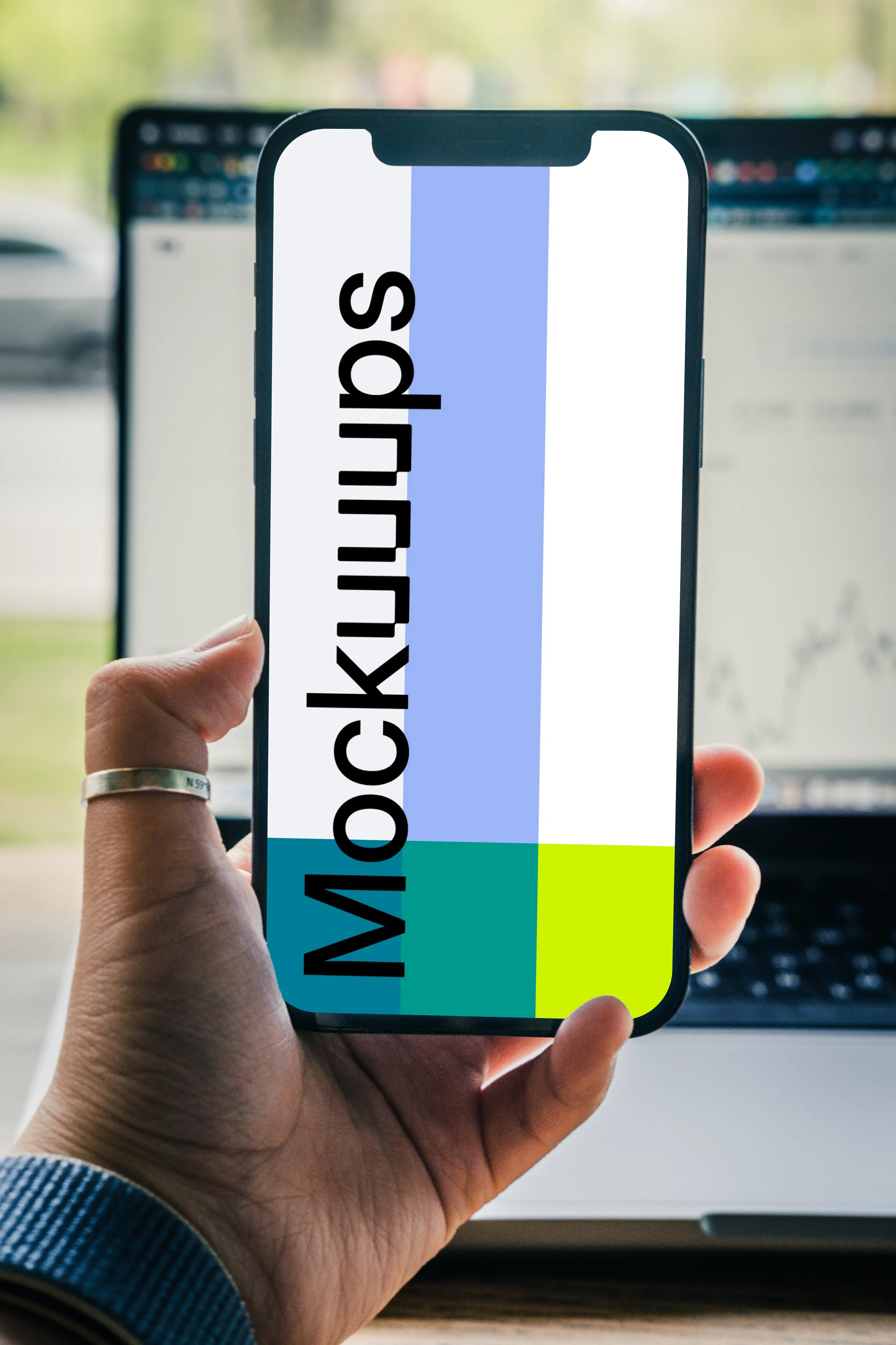 Man holding an iPhone 12 Pro mockup