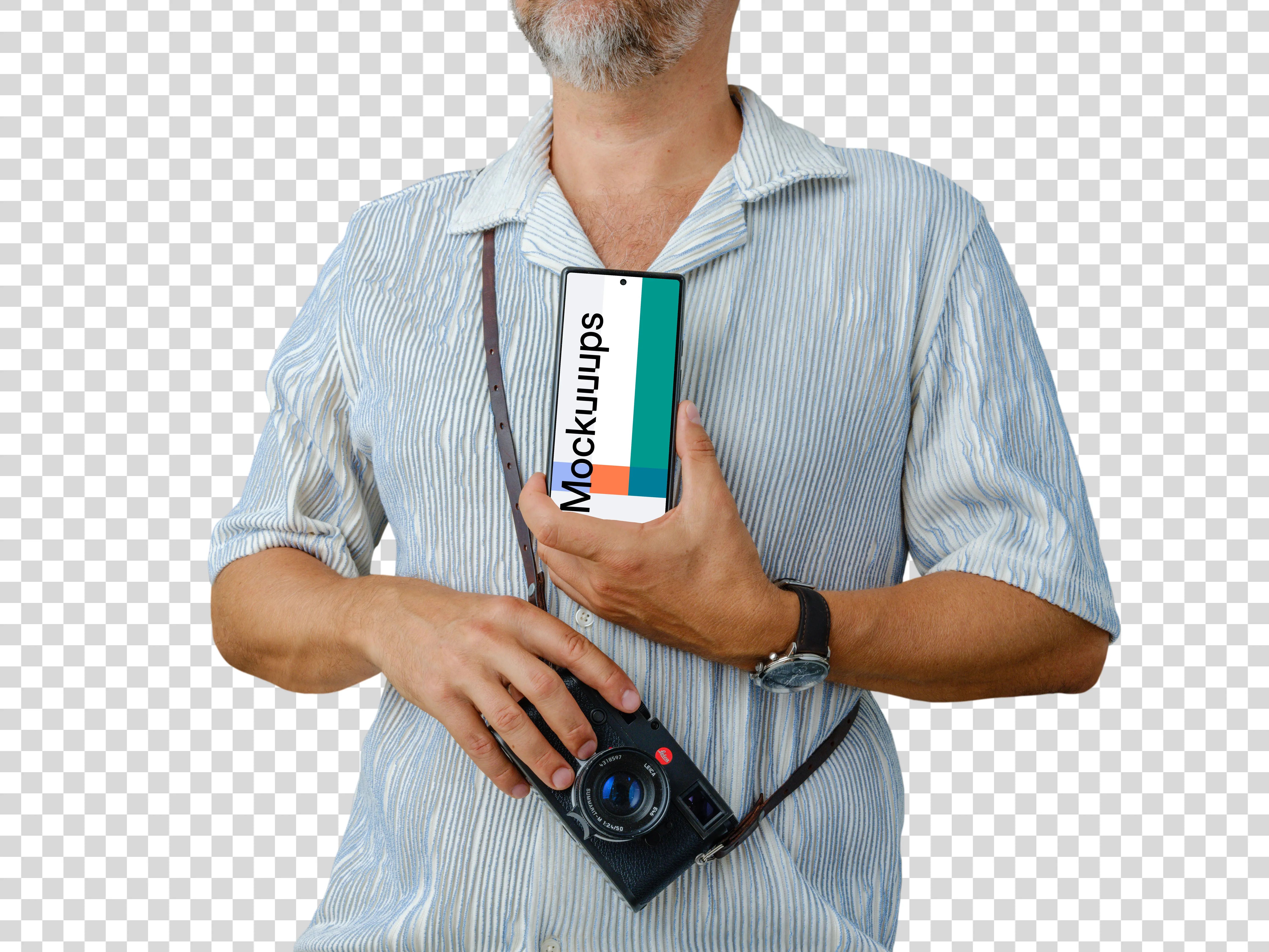 Man photographer with a Google Pixel 6 mockup