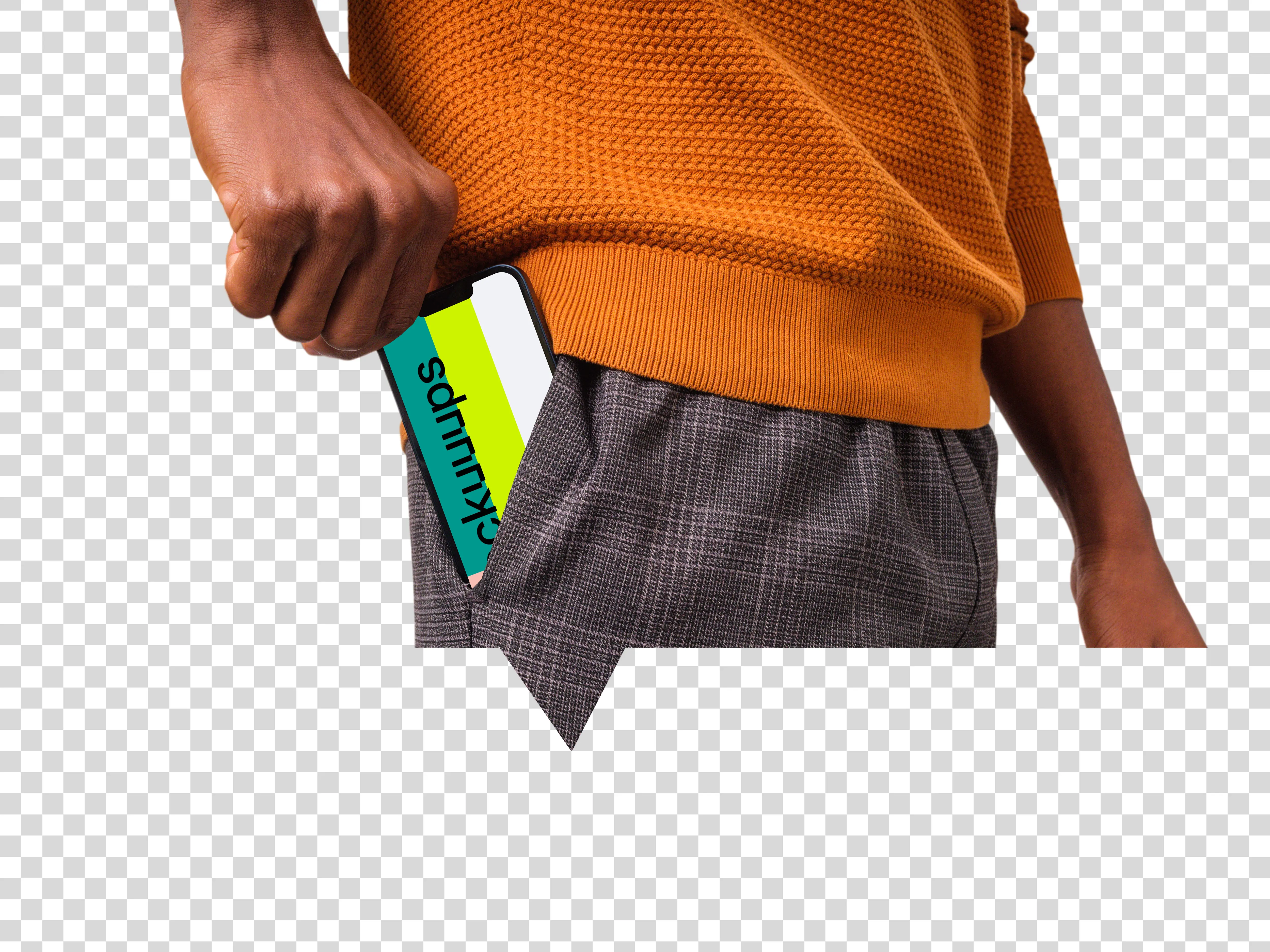 Man pulling out iPhone mockup from the pocket