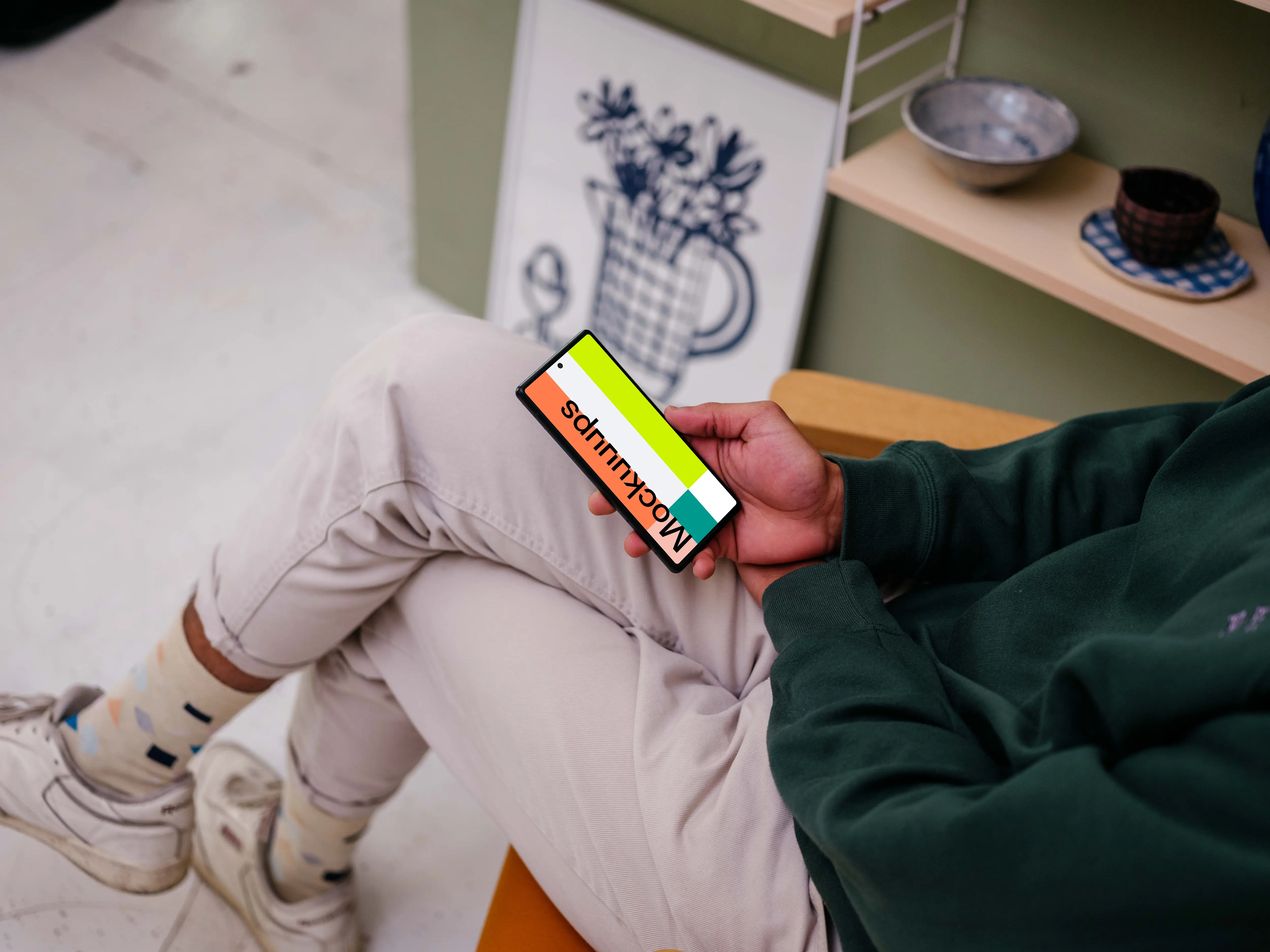 Man reading on Google Pixel mockup