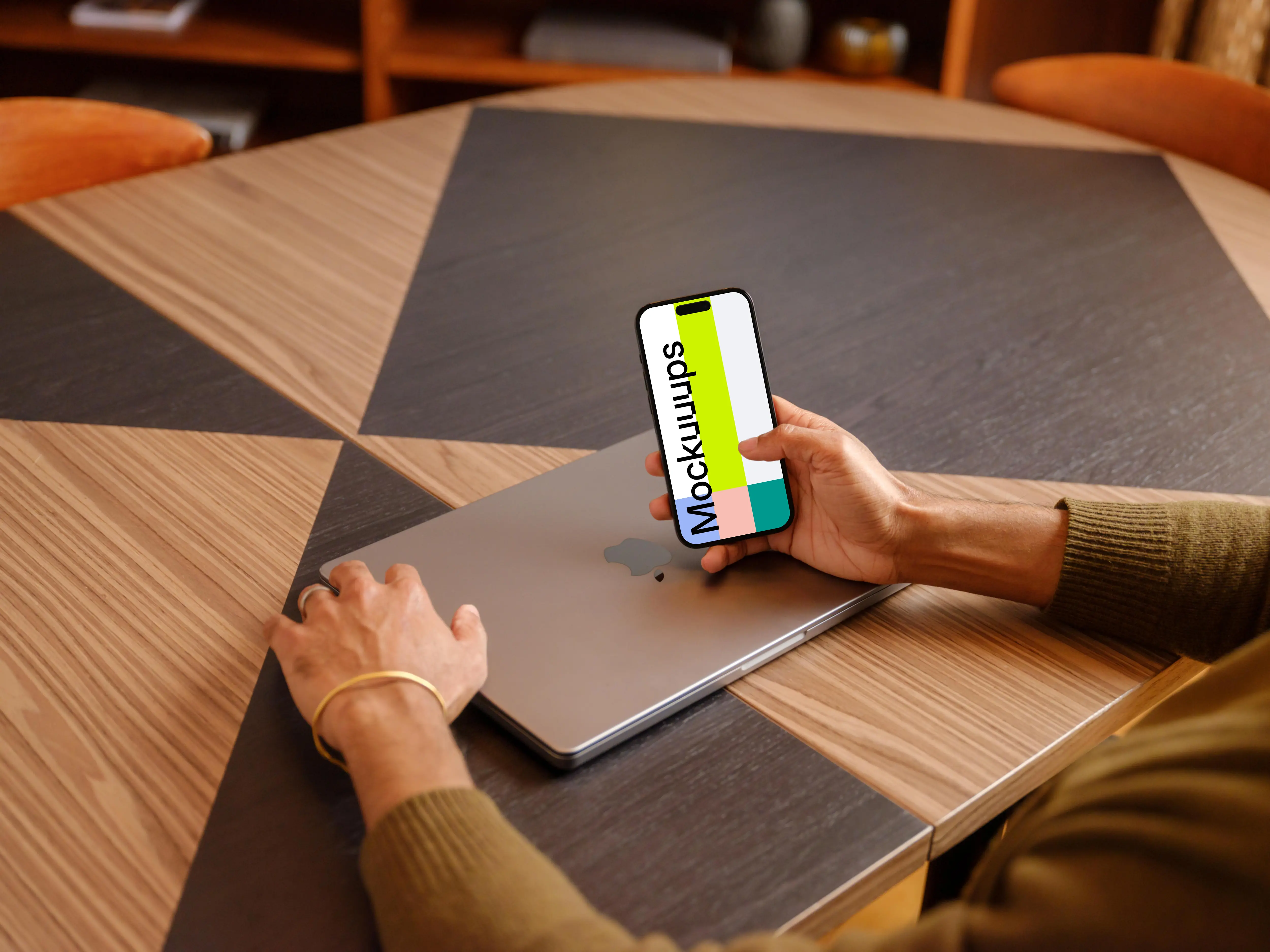Man working on a iPhone in the office