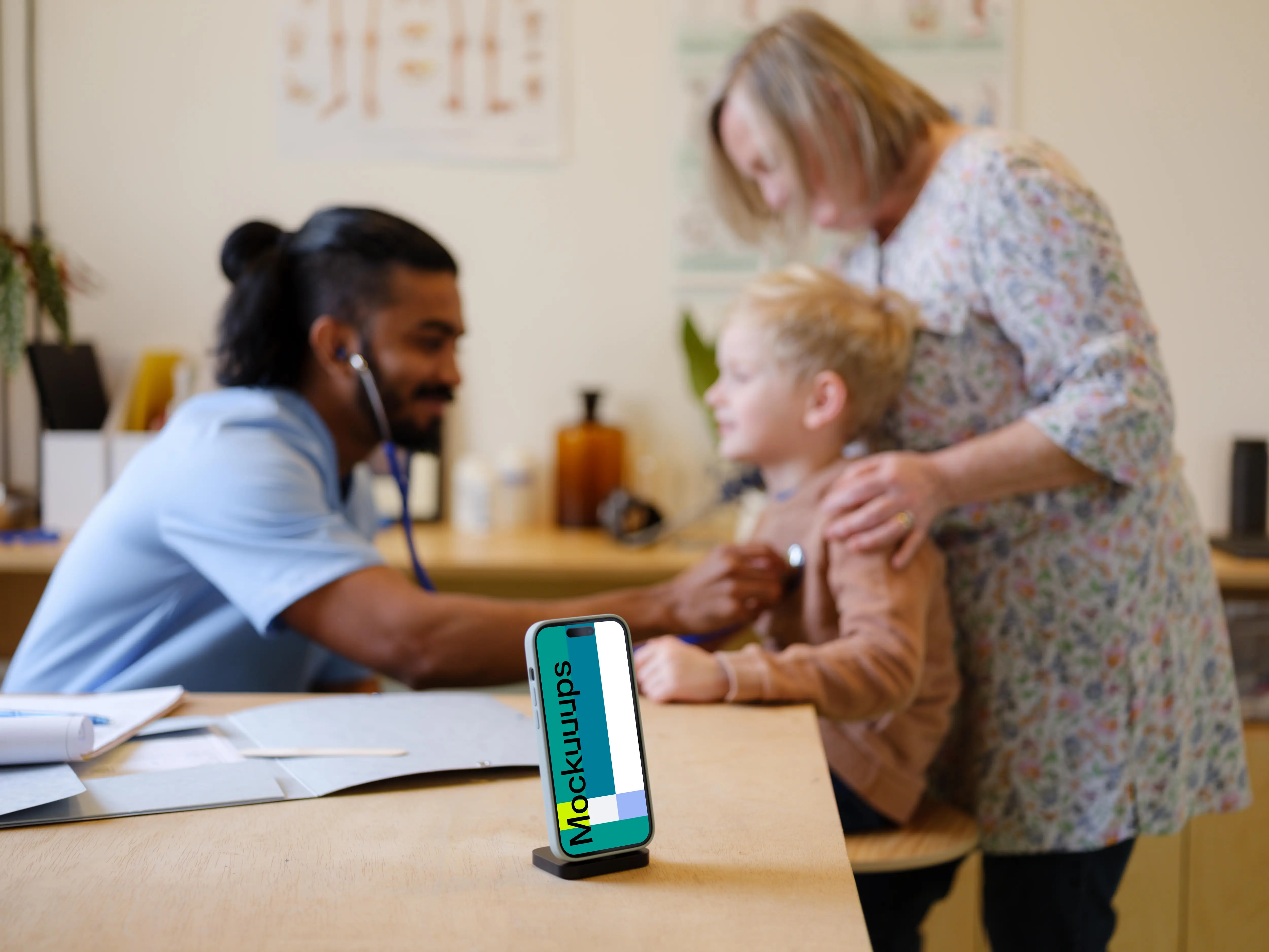 Medical environment with the iPhone mockup