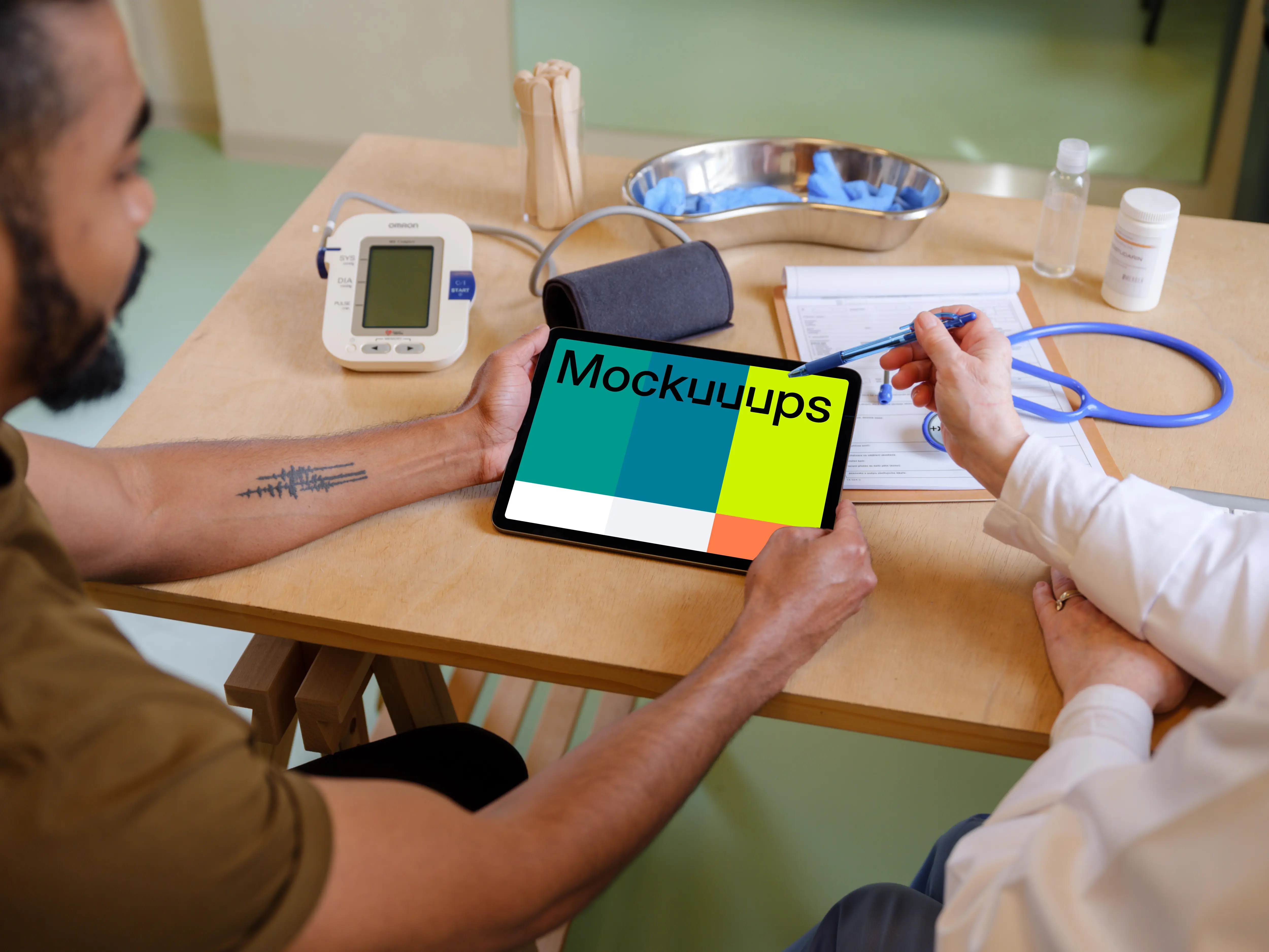 Medical environment with the tablet mockup