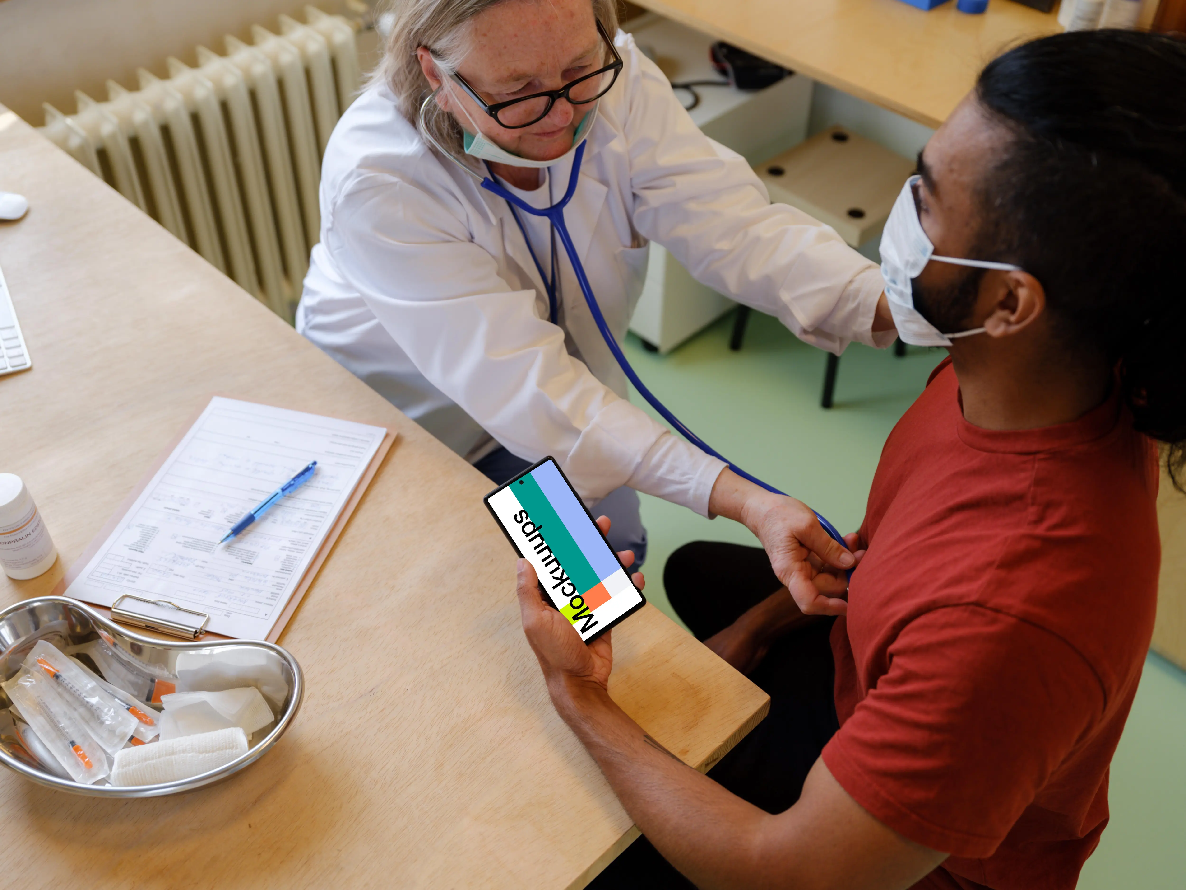 Medical examination with Google Pixel 6 mockup