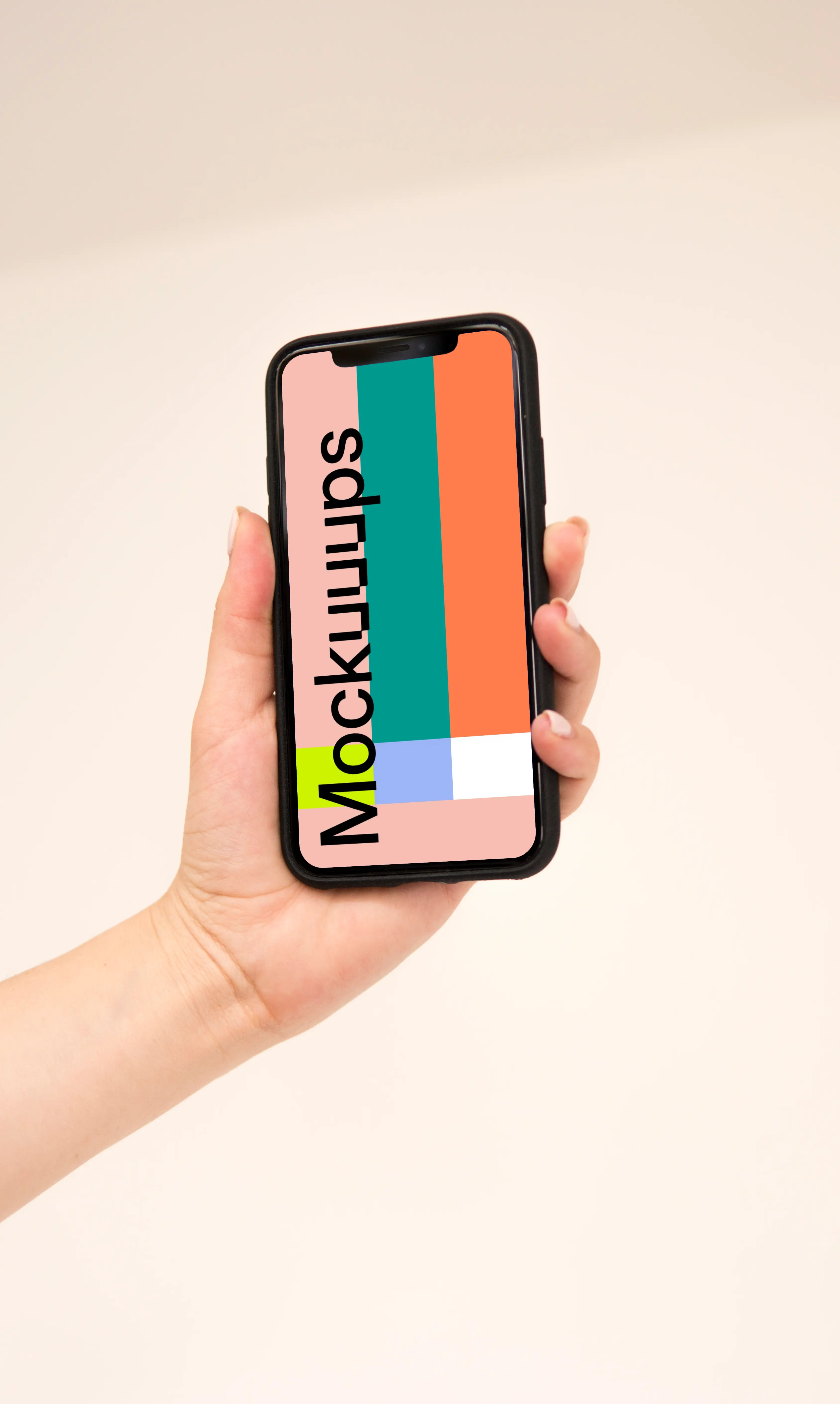 Minimalist iPhone mockup in a user’s hand