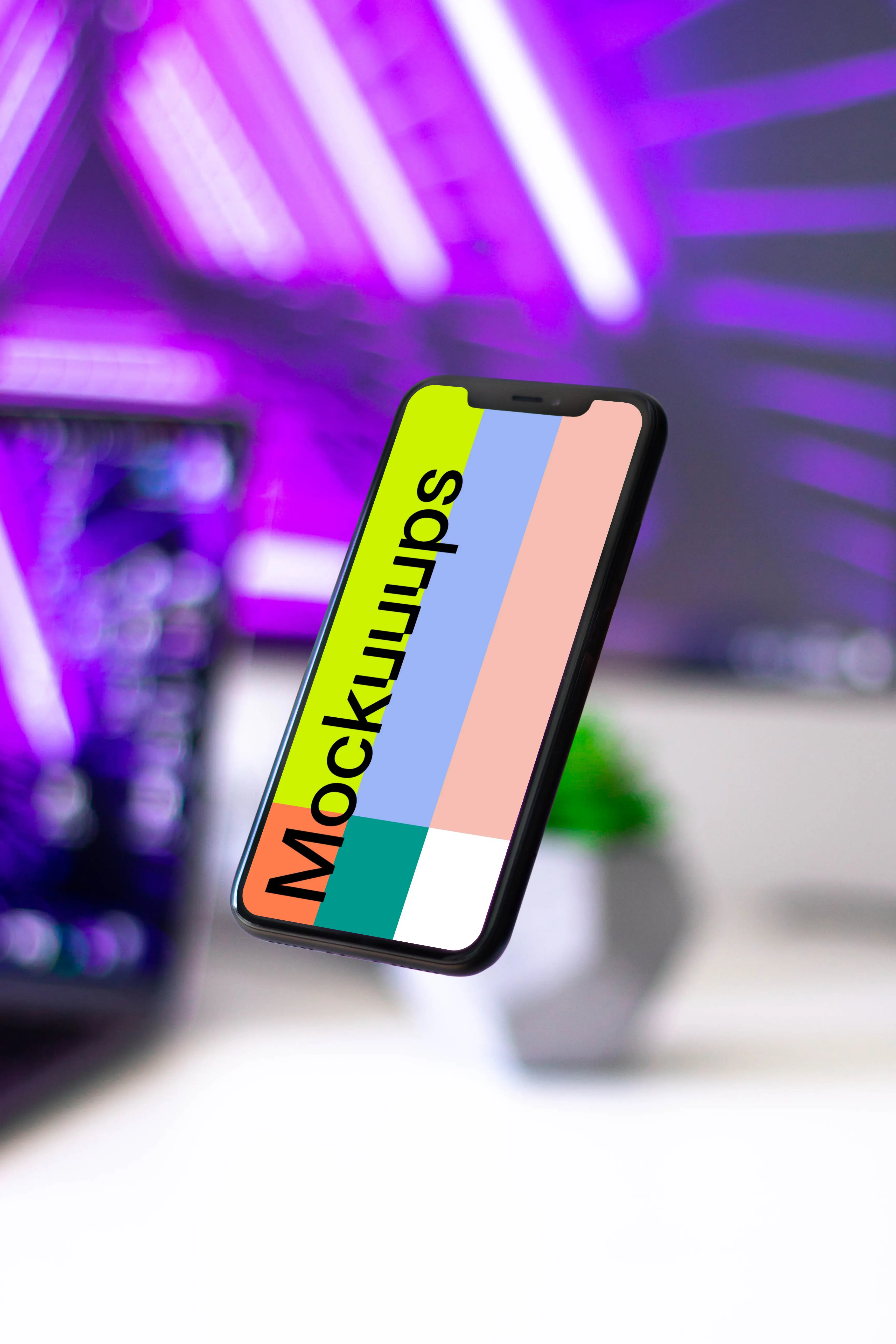 Minimalistic iPhone mockup floating in air