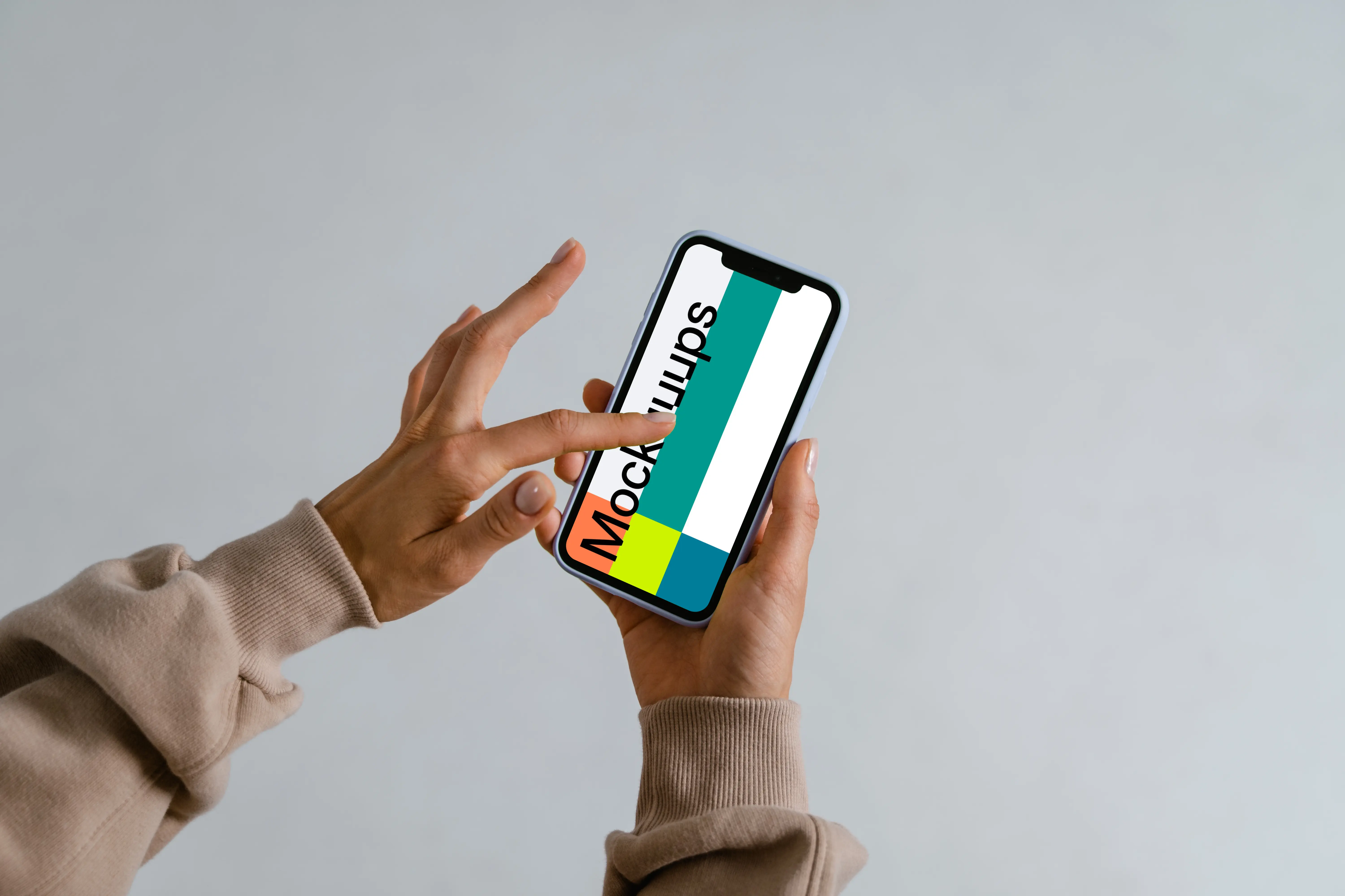Minimalistic iPhone mockup in a user’s hand