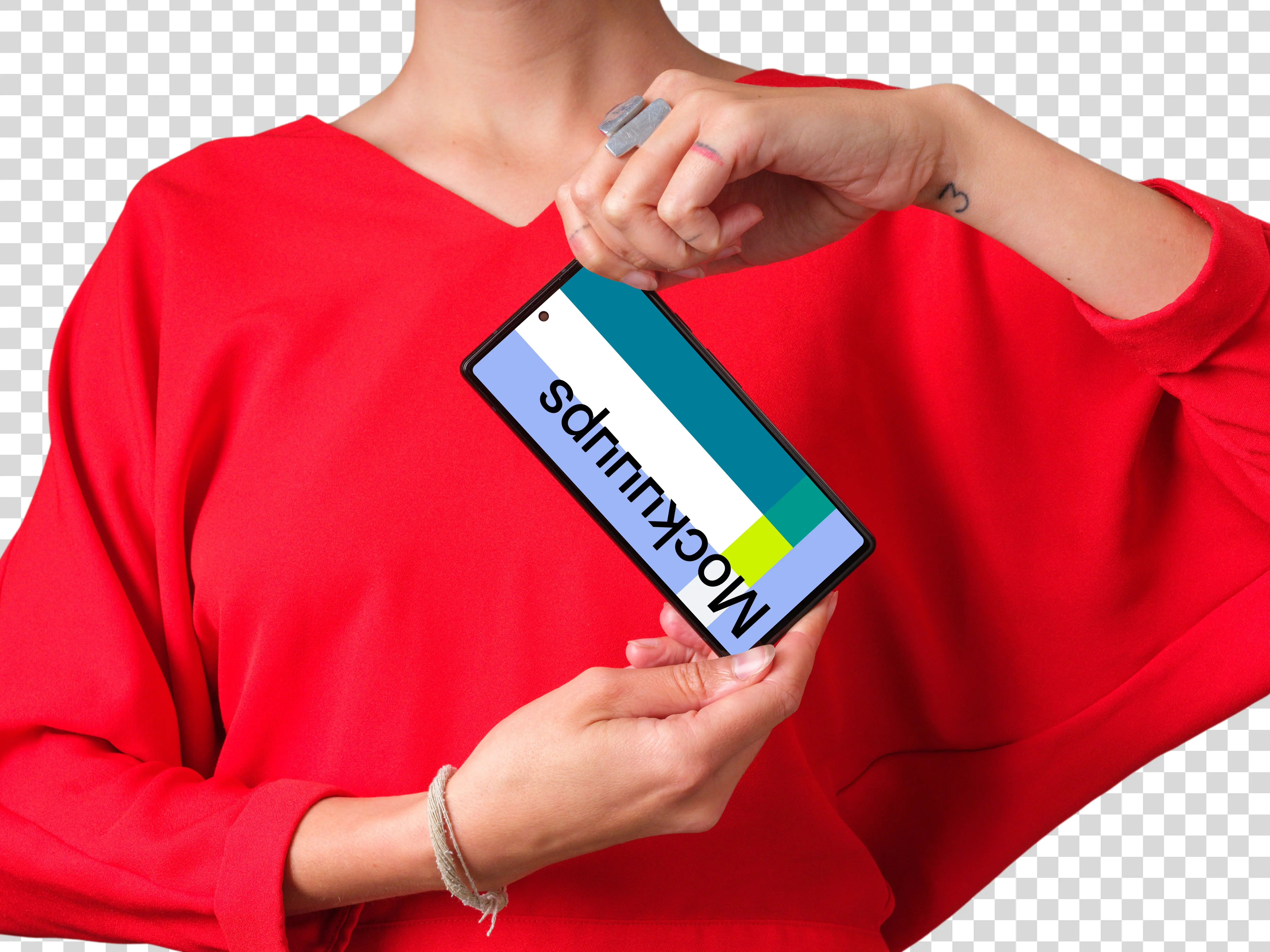 Mockup of Google Pixel held two hands