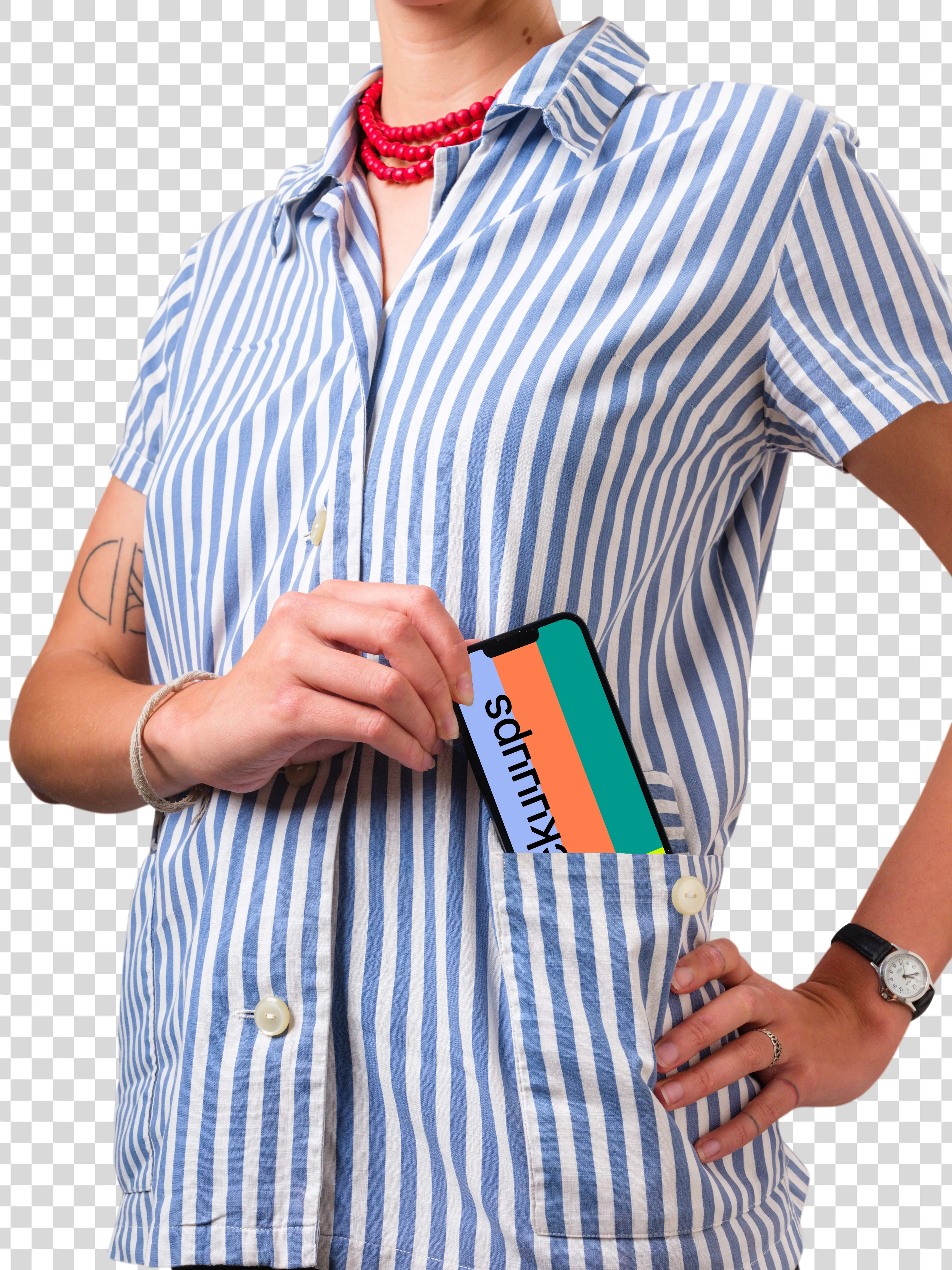 Mockup of iPhone sliding to the pocket