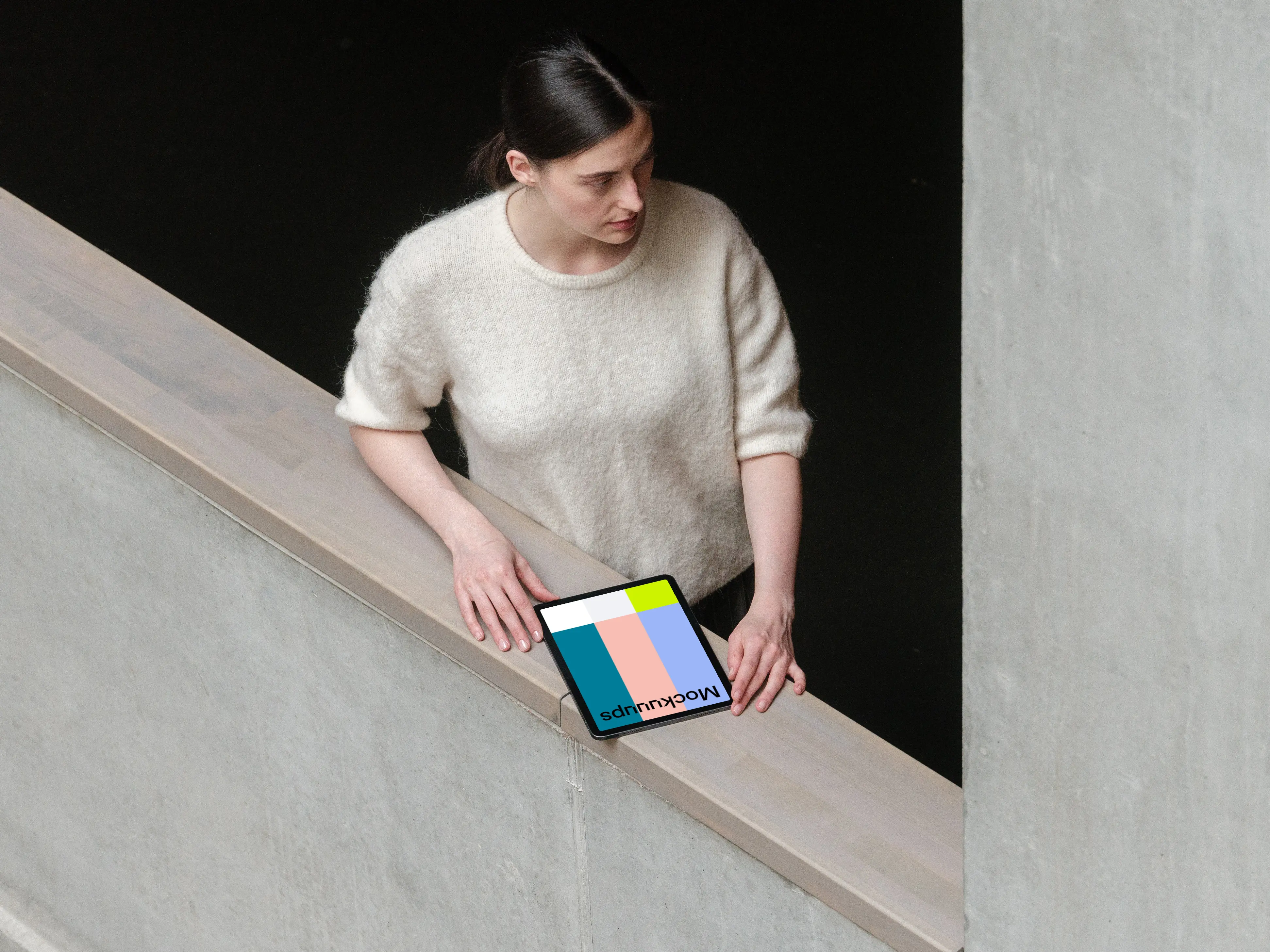 Modern iPad Air Mockup in Industrial Setting