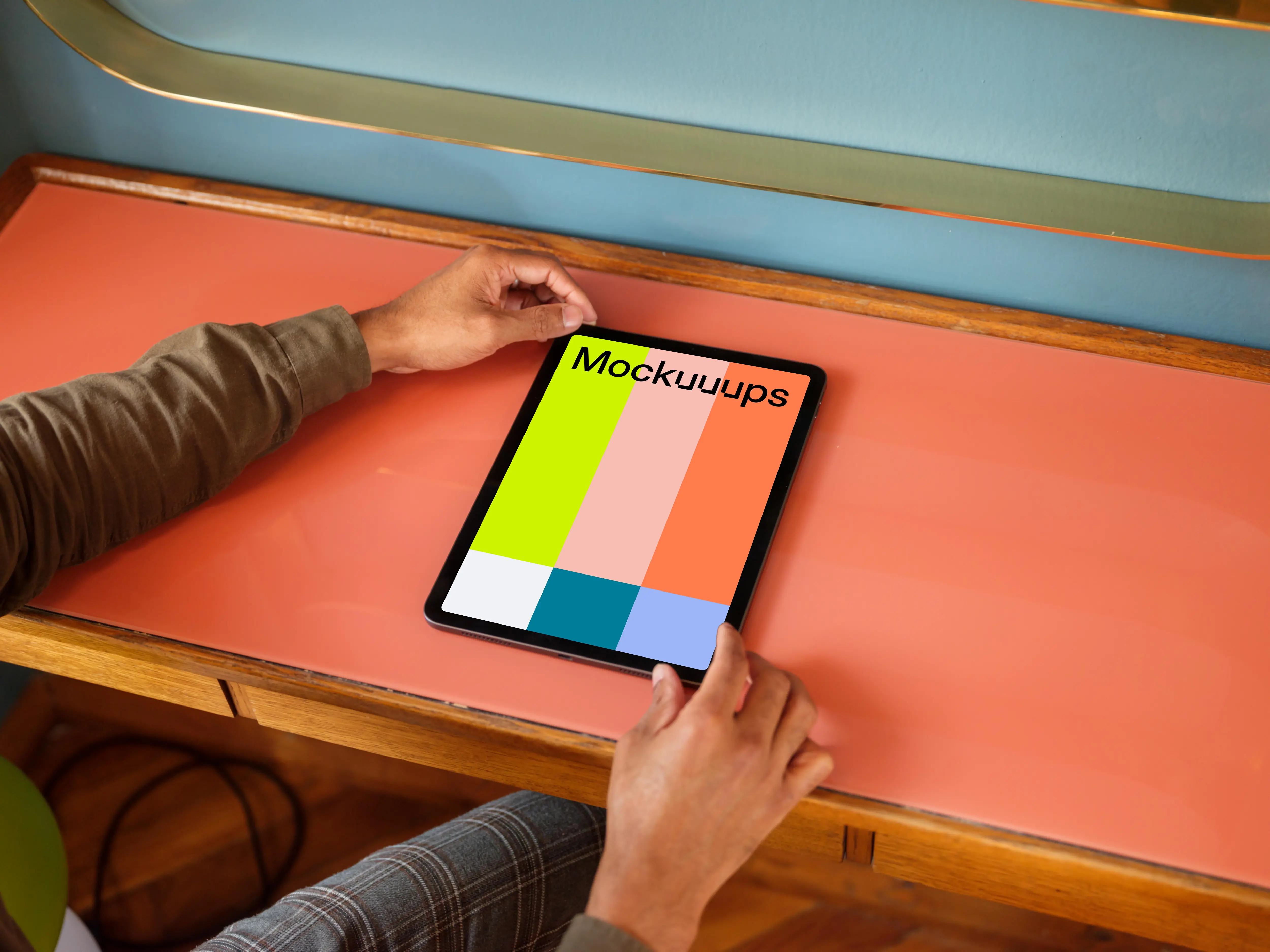 Modern office setting and iPad mockup