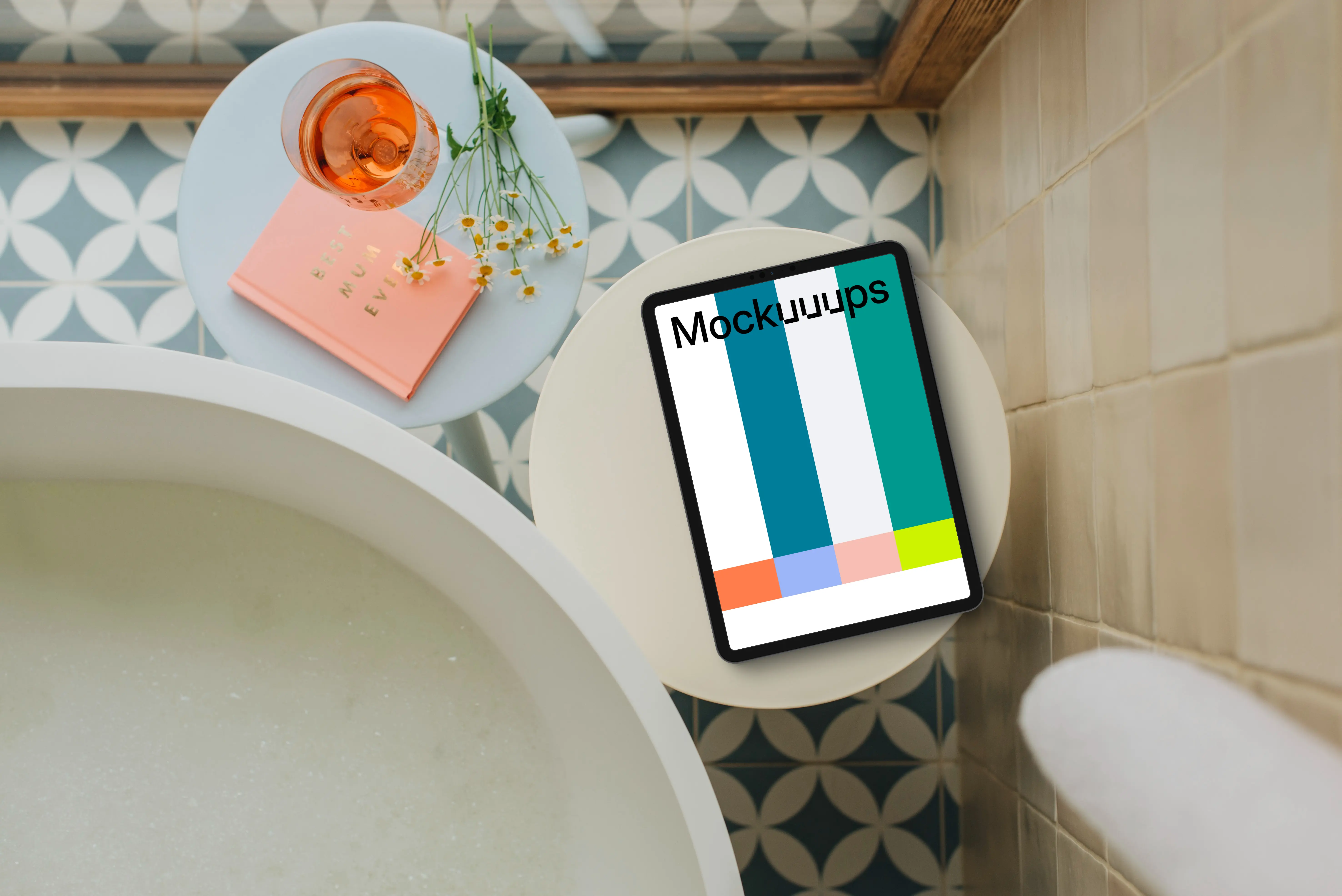 Mother’s Day setup next to the  tablet mockup