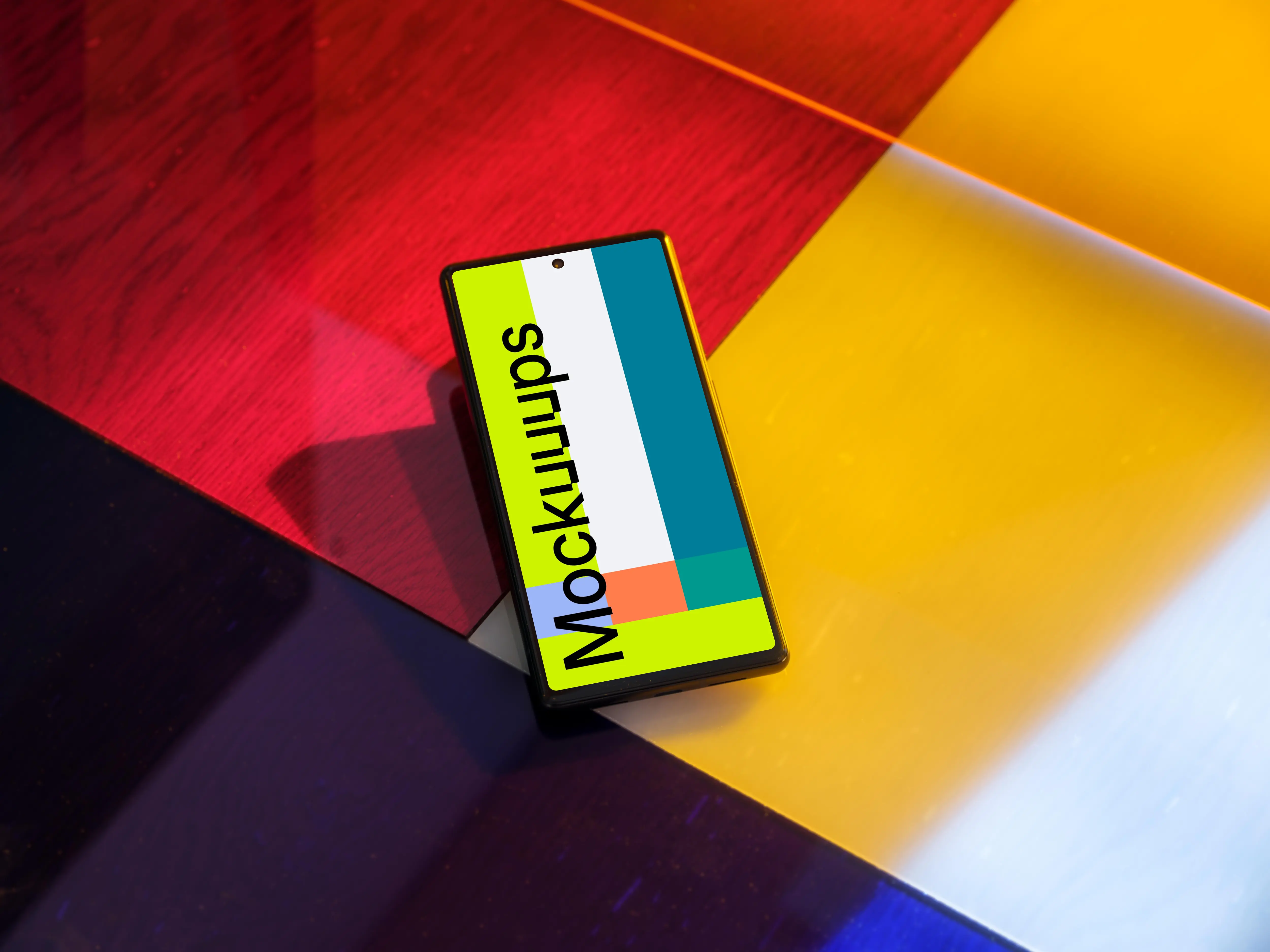 Multicolored background and Google Pixel 6 mockup